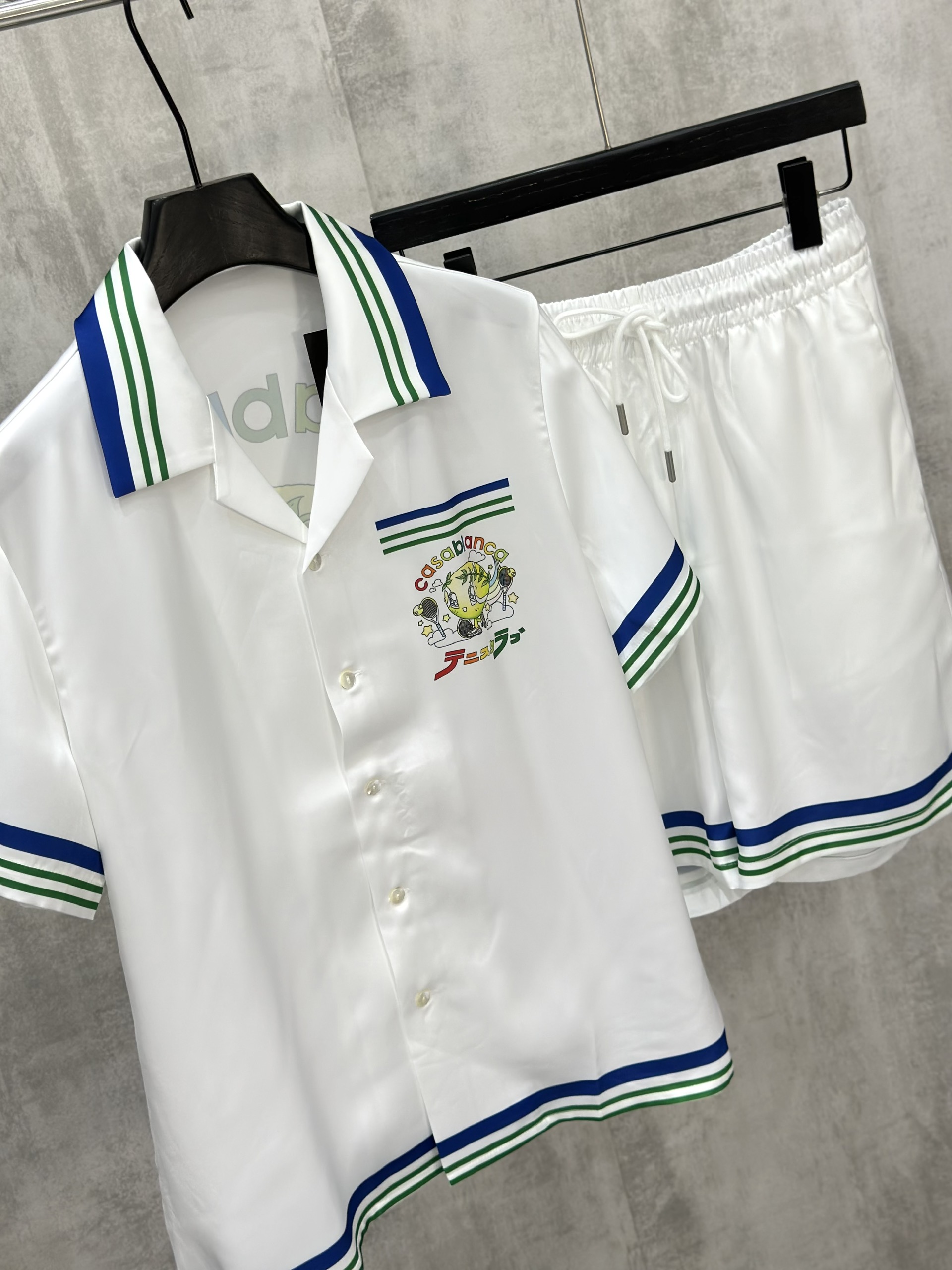 Set bộ lụa hè TANYA Casablanca họa tiết Baby Tennis Trắng Like Auth M-XL VTN