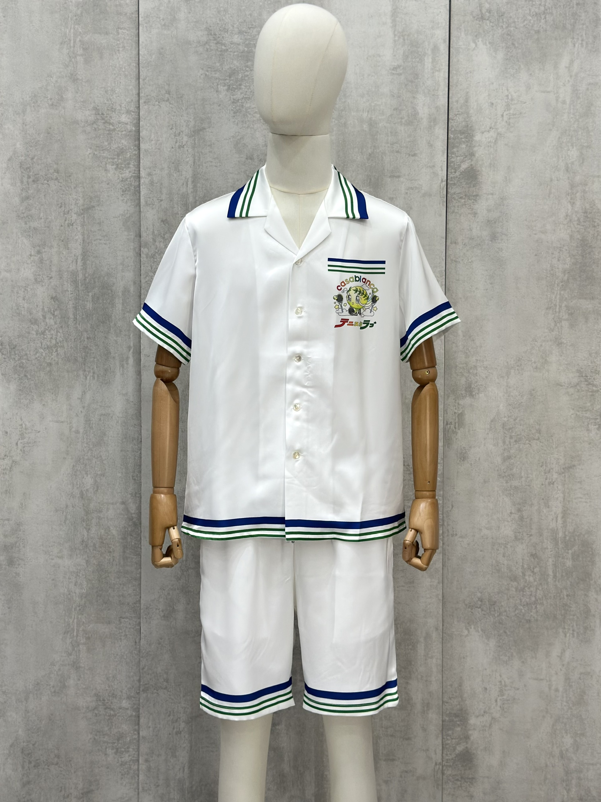 Set bộ lụa hè TANYA Casablanca họa tiết Baby Tennis Trắng Like Auth M-XL VTN