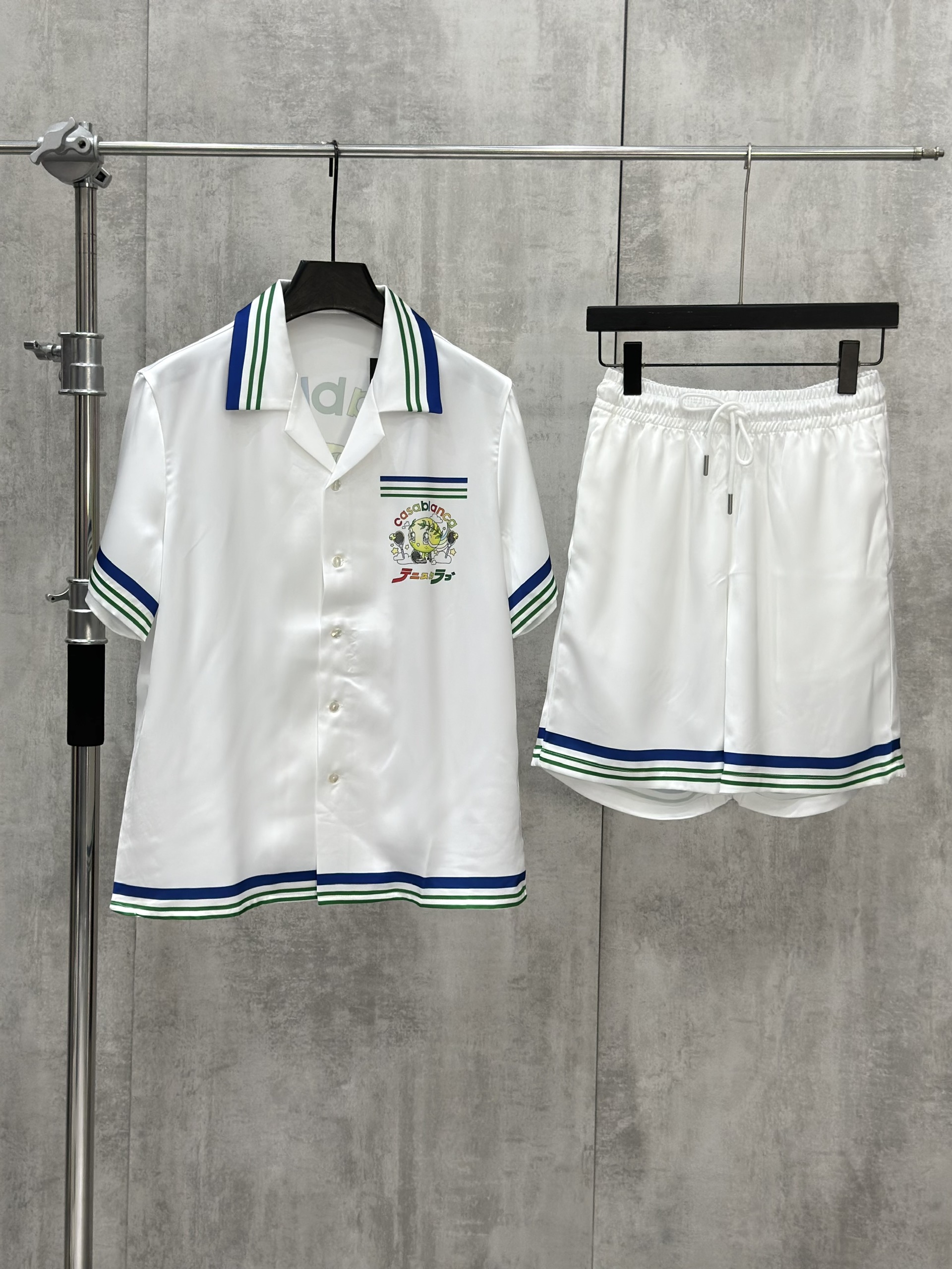 Set bộ lụa hè TANYA Casablanca họa tiết Baby Tennis Trắng Like Auth M-XL VTN