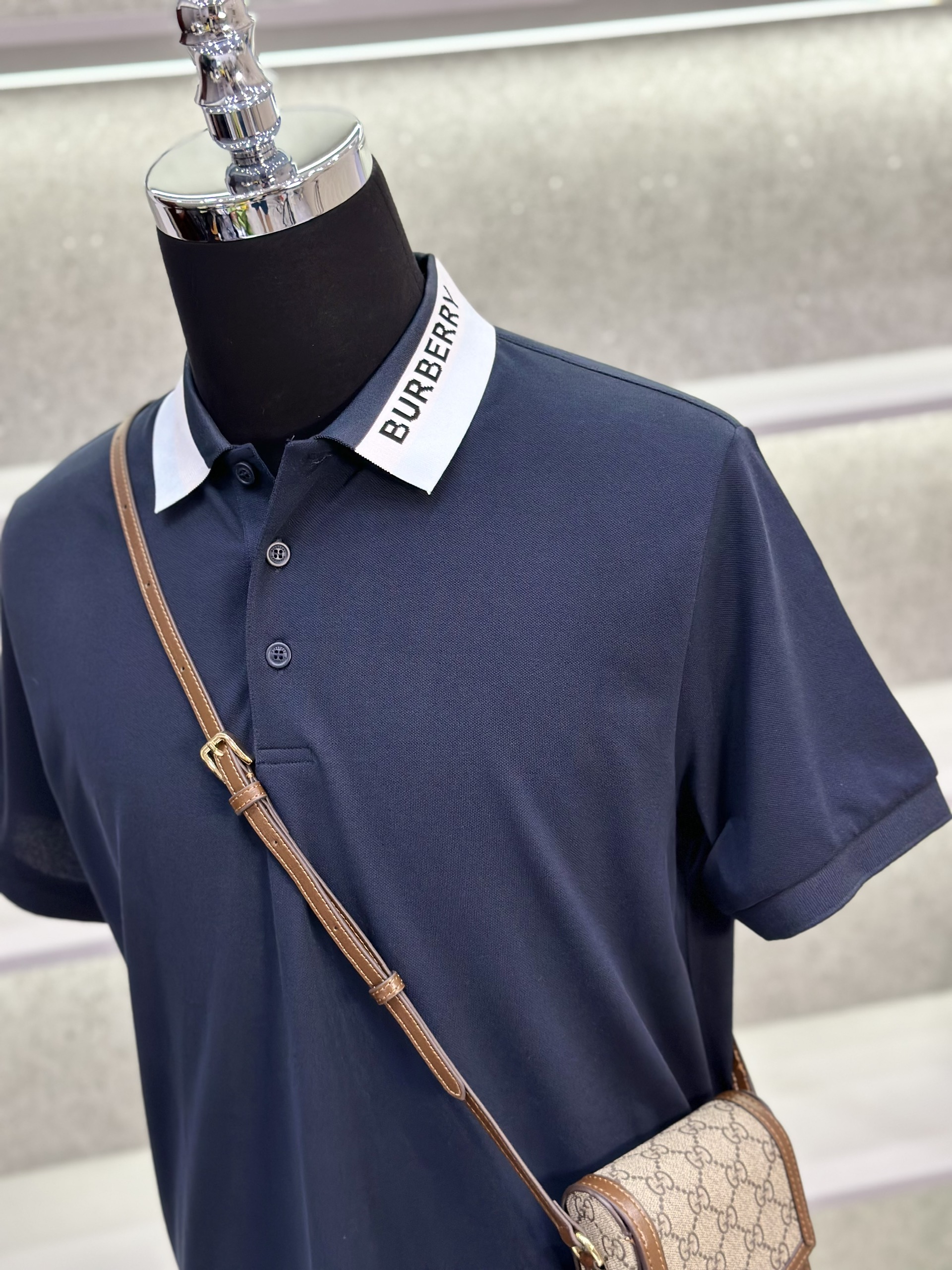 Áo polo Burberry BBR trơn phối màu logo chữ cổ Like Auth 1-1 on web VTN