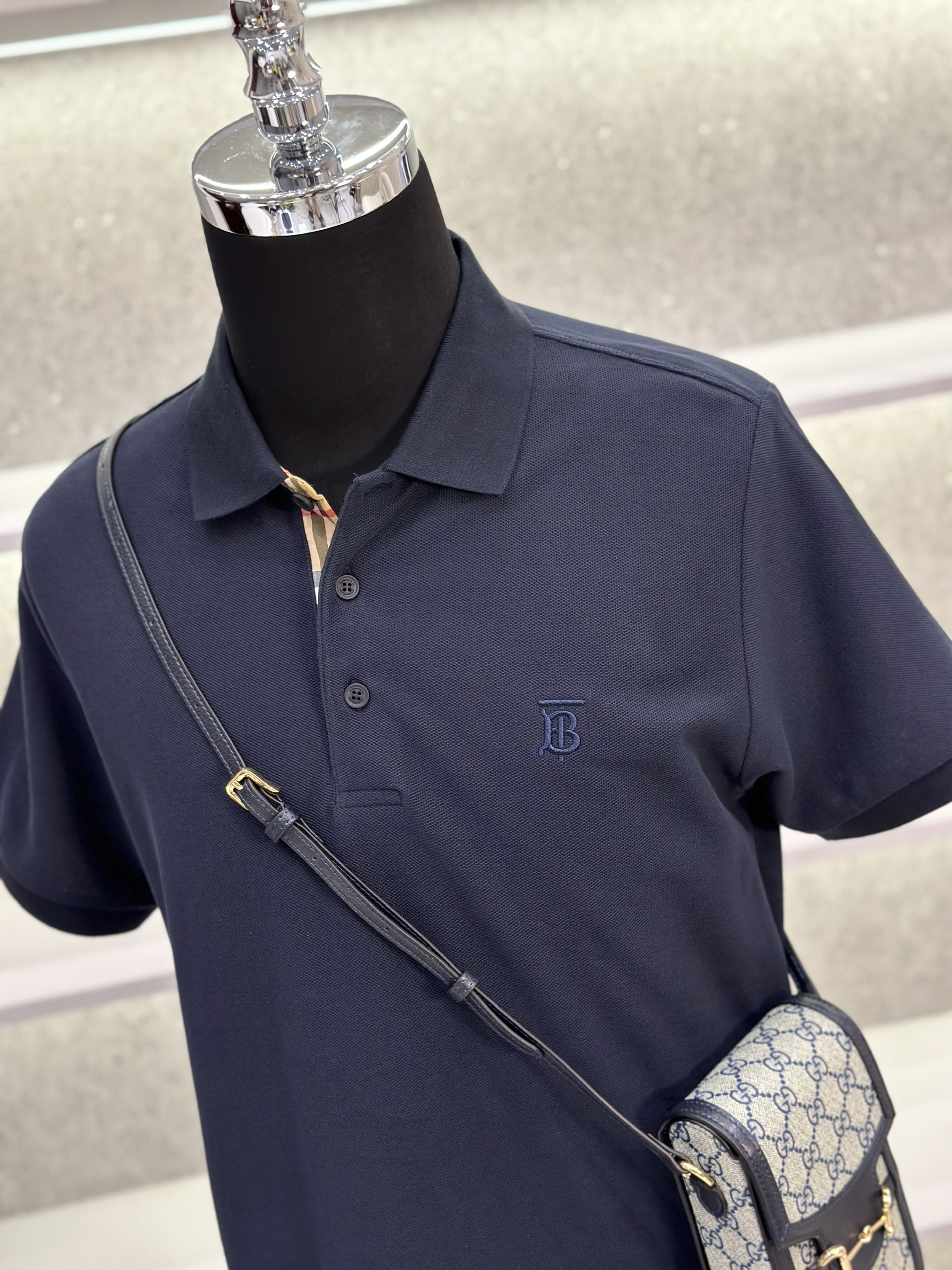 Áo polo Burberry BBR logo TB thêu ngực phối kẻ sọc dọc khuy Like Auth 1-1 on web VTN