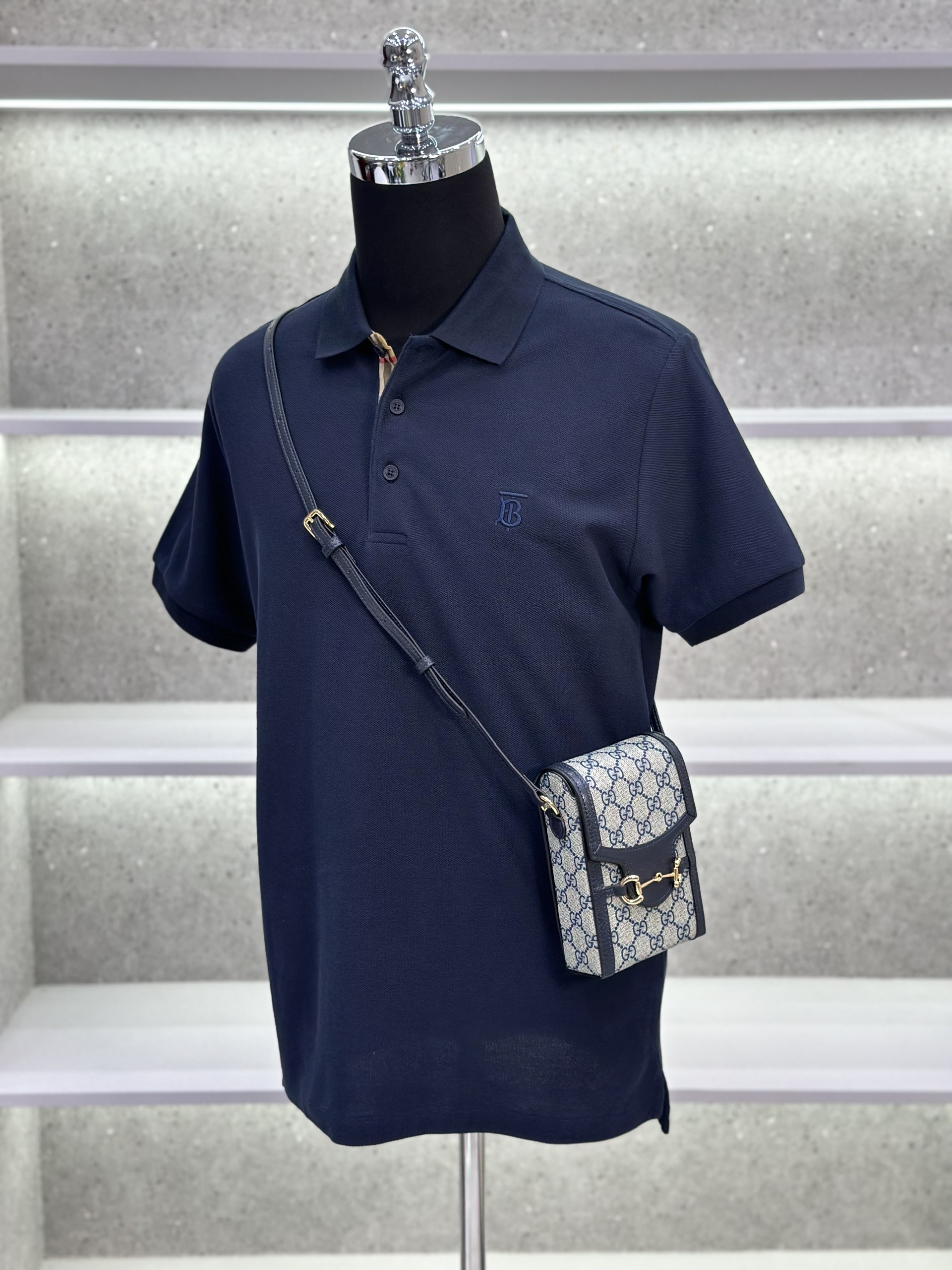 Áo polo Burberry BBR logo TB thêu ngực phối kẻ sọc dọc khuy Like Auth 1-1 on web VTN