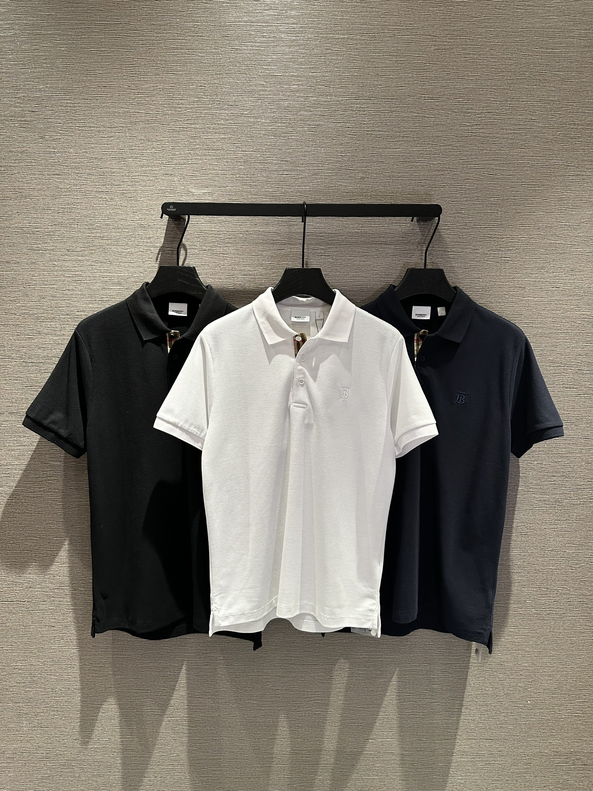 Áo polo Burberry BBR logo TB thêu ngực phối kẻ sọc dọc khuy Like Auth 1-1 on web VTN