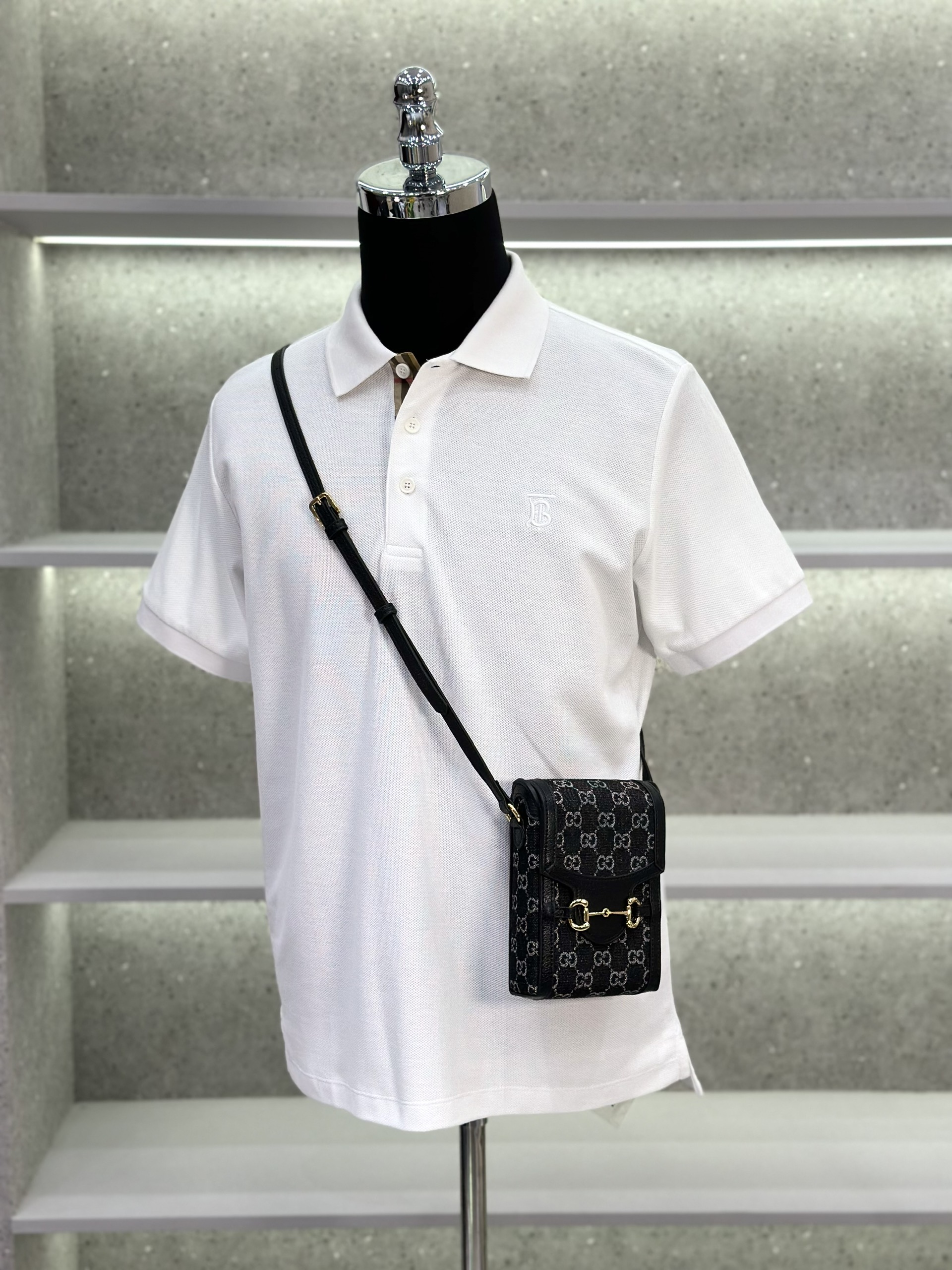 Áo polo Burberry BBR logo TB thêu ngực phối kẻ sọc dọc khuy Like Auth 1-1 on web VTN