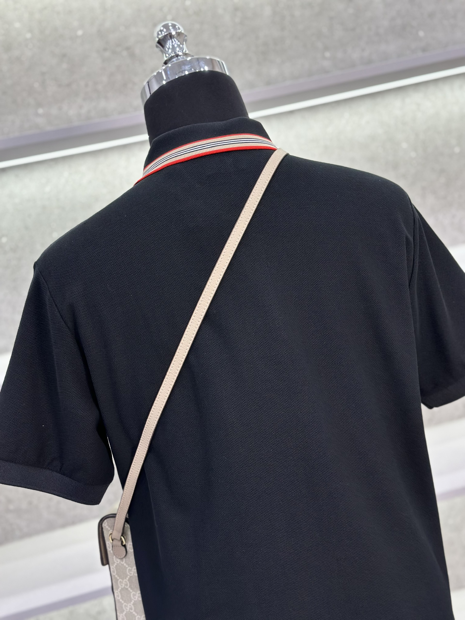 Áo polo Burberry BBR logo TB tròn thêu ngực phối kẻ sọc cổ Like Auth 1-1 on web VTN