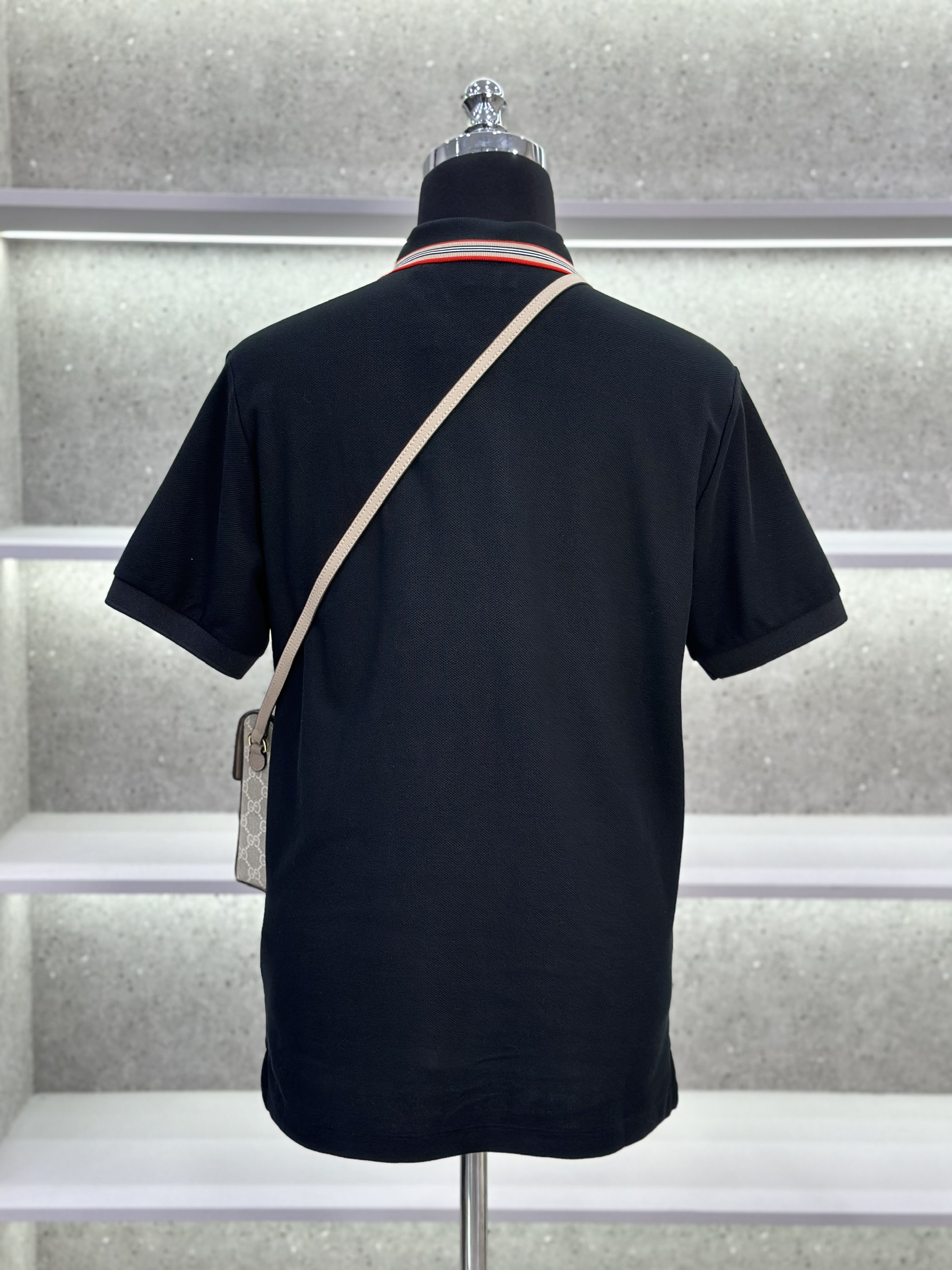 Áo polo Burberry BBR logo TB tròn thêu ngực phối kẻ sọc cổ Like Auth 1-1 on web VTN