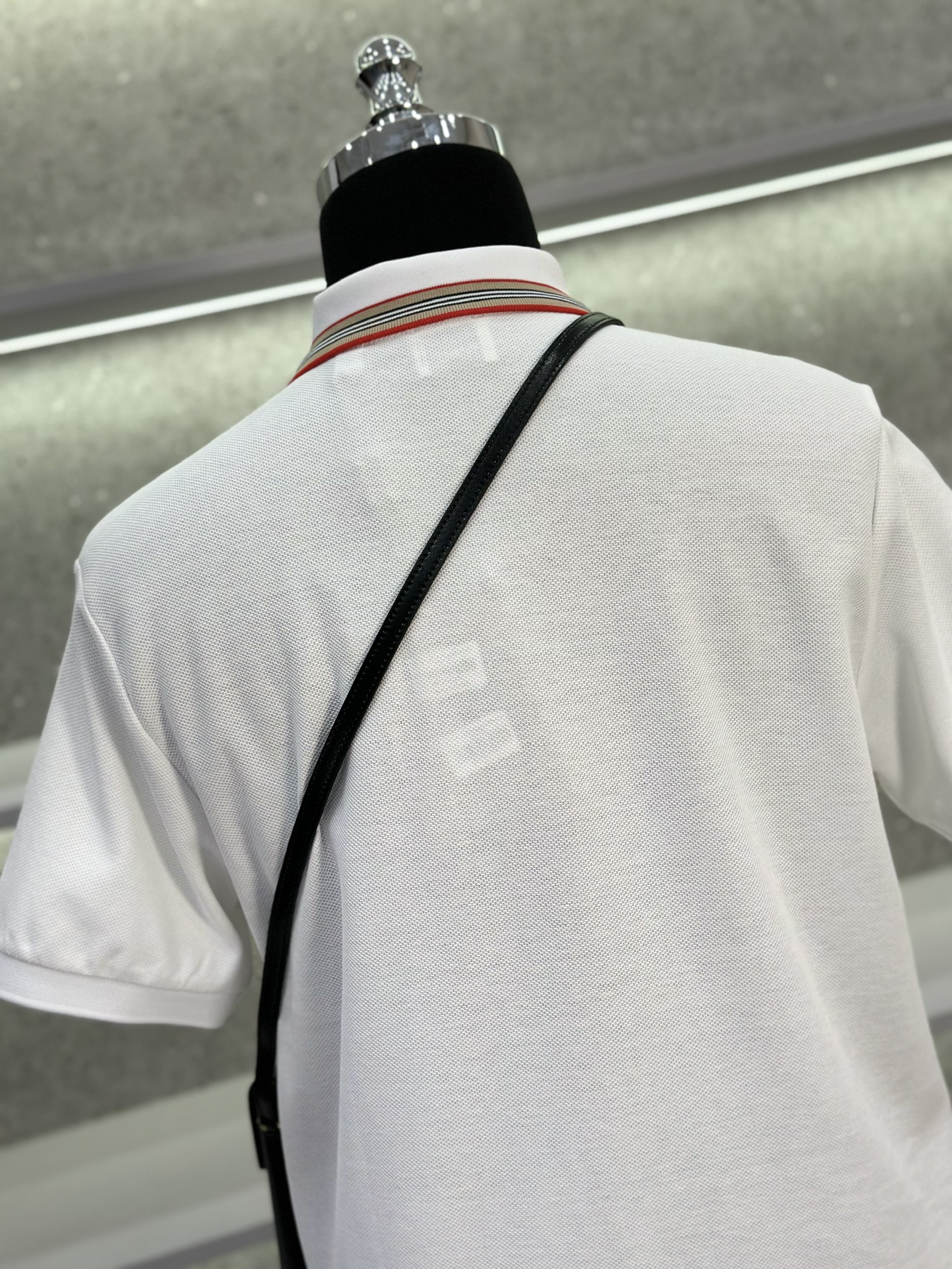 Áo polo Burberry BBR logo TB tròn thêu ngực phối kẻ sọc cổ Like Auth 1-1 on web VTN