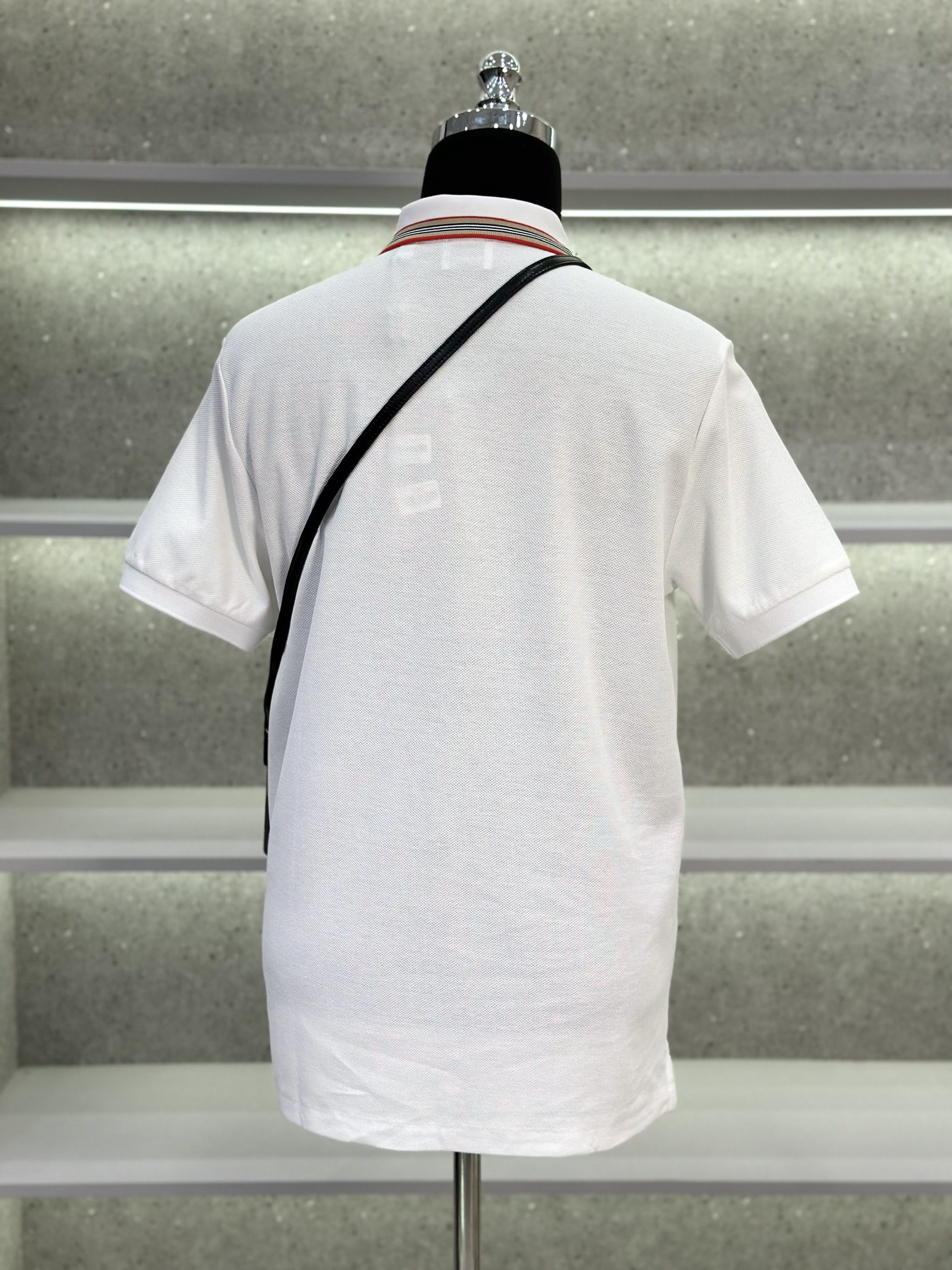 Áo polo Burberry BBR logo TB tròn thêu ngực phối kẻ sọc cổ Like Auth 1-1 on web VTN