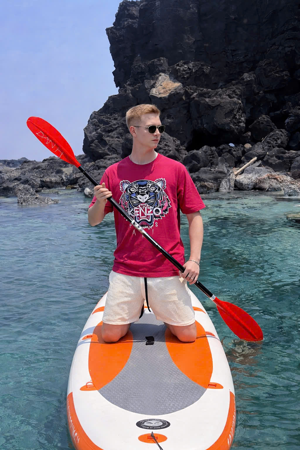 Áo phông T shirt Kenzo KZ Đỏ thêu mặt hổ ngực Like Auth 44-50 CD