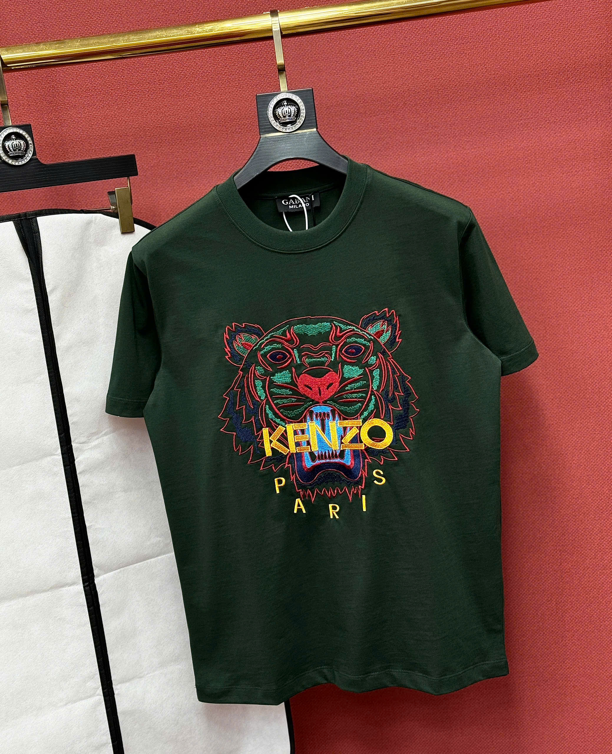 Áo phông T shirt Kenzo KZ Xanh Rêu thêu mặt hổ ngực Like Auth 44-50 CD
