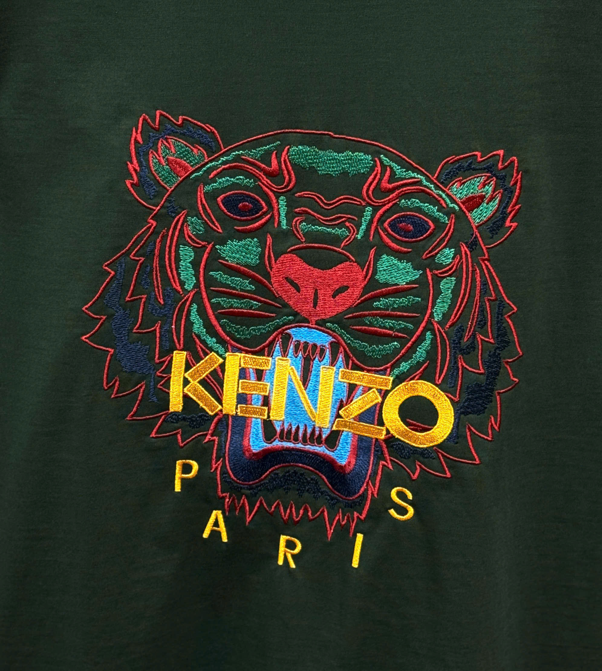 Áo phông T shirt Kenzo KZ Xanh Rêu thêu mặt hổ ngực Like Auth 44-50 CD