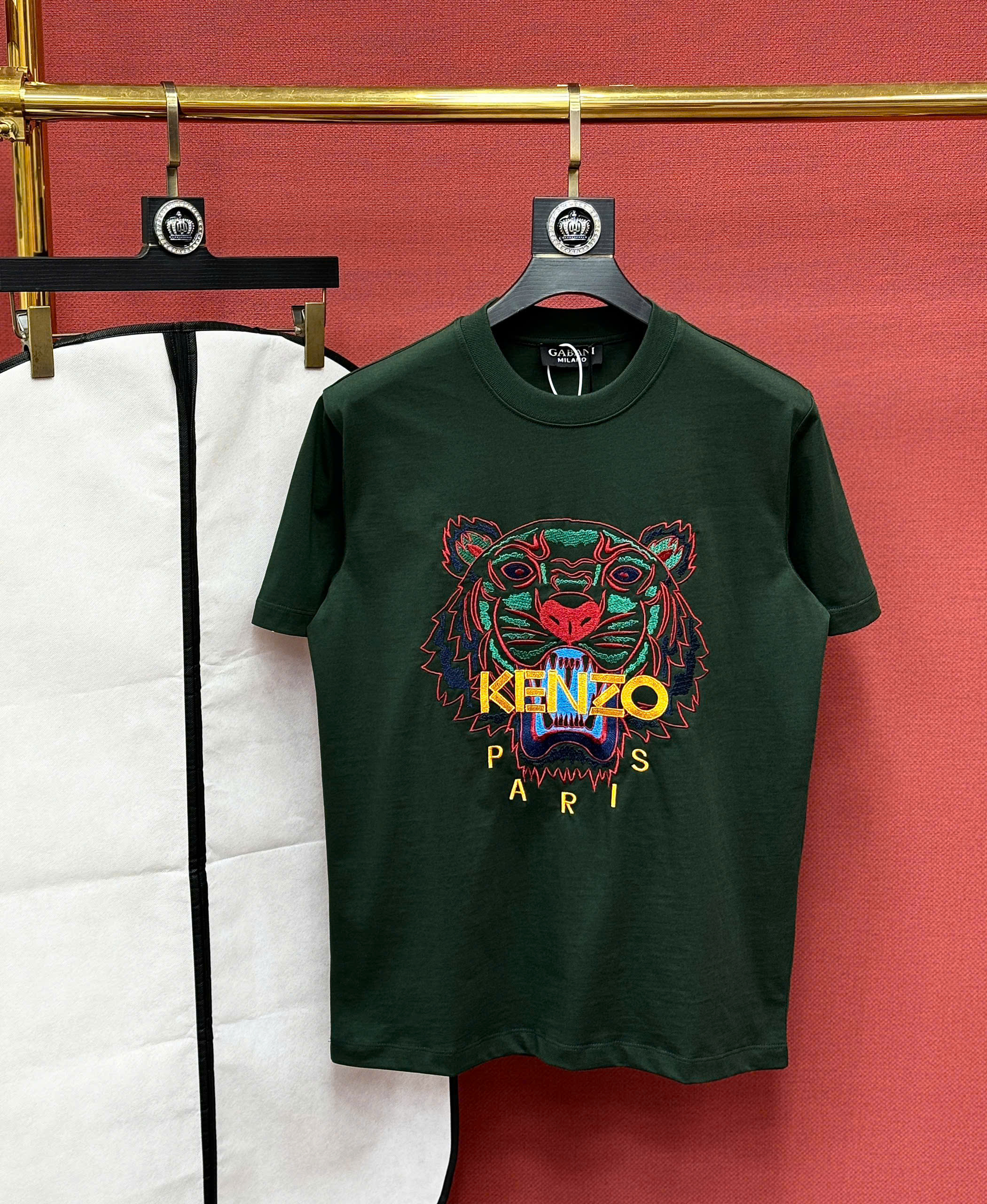 Áo phông T shirt Kenzo KZ Xanh Rêu thêu mặt hổ ngực Like Auth 44-50 CD