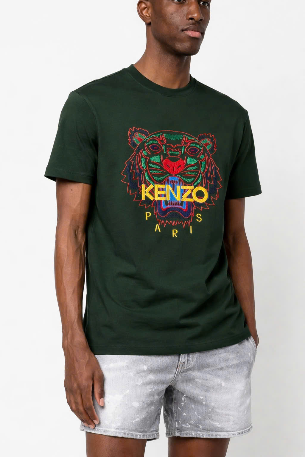 Áo phông T shirt Kenzo KZ Xanh Rêu thêu mặt hổ ngực Like Auth 44-50 CD