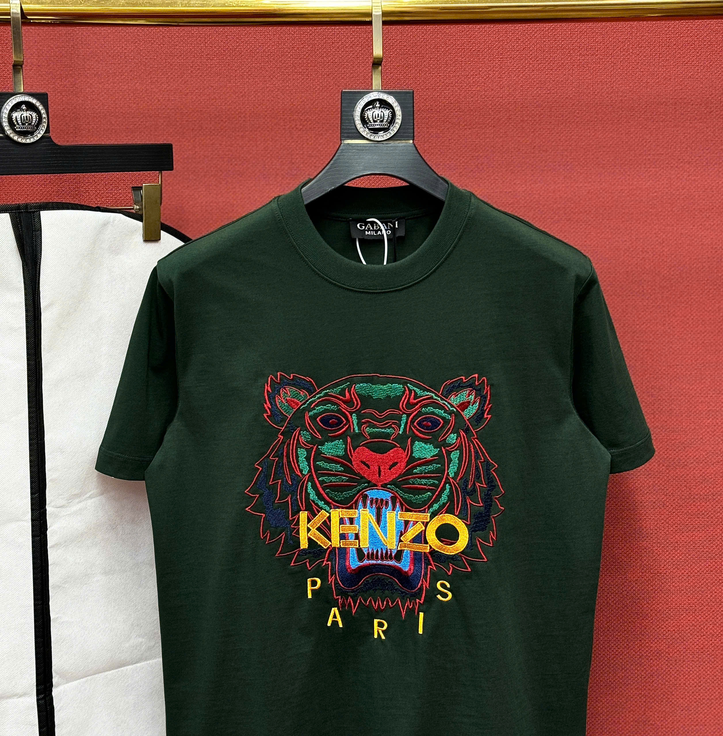 Áo phông T shirt Kenzo KZ Xanh Rêu thêu mặt hổ ngực Like Auth 44-50 CD