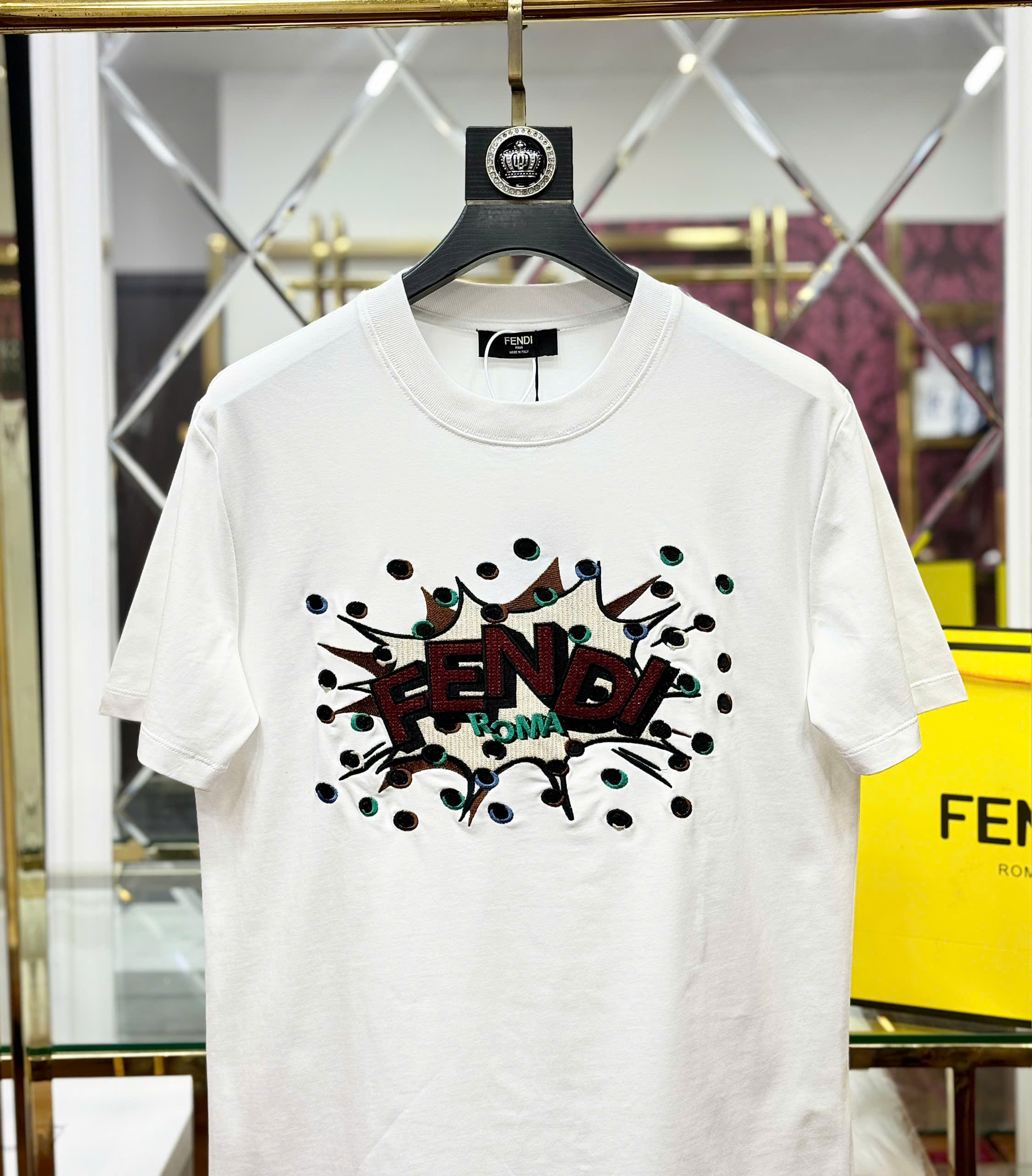Áo phông T shirt Fendi Roma FD logo wash ngực Like Auth 44-50 CD