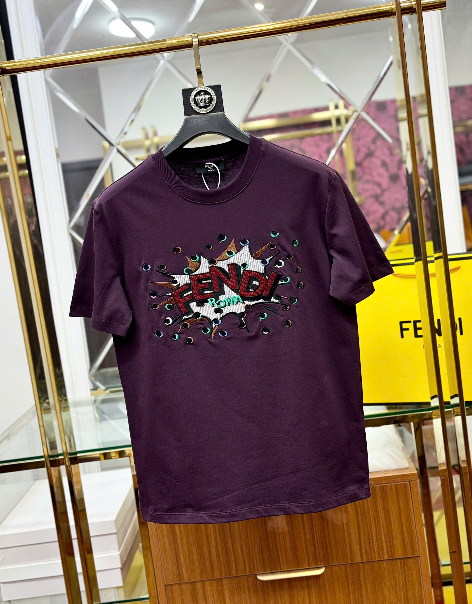 Áo phông T shirt Fendi Roma FD logo wash ngực Like Auth 44-50 CD