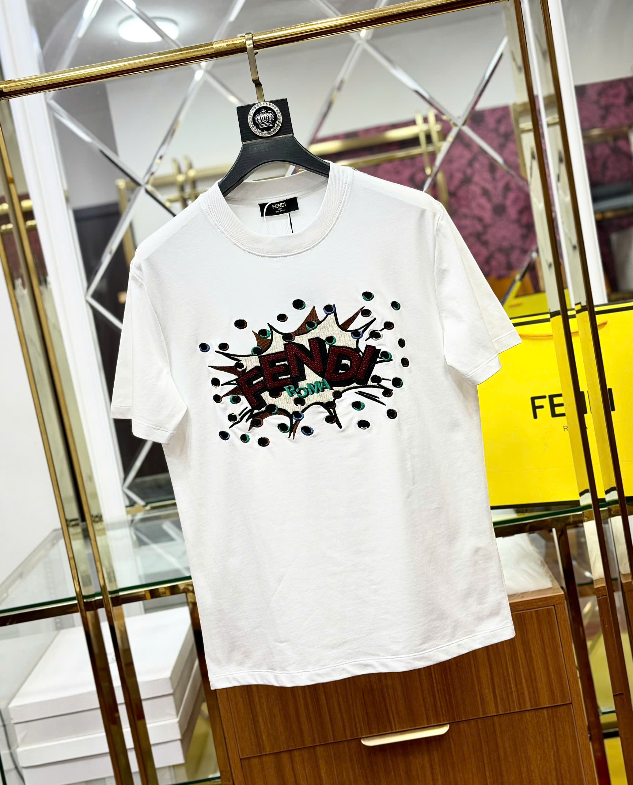 Áo phông T shirt Fendi Roma FD logo wash ngực Like Auth 44-50 CD