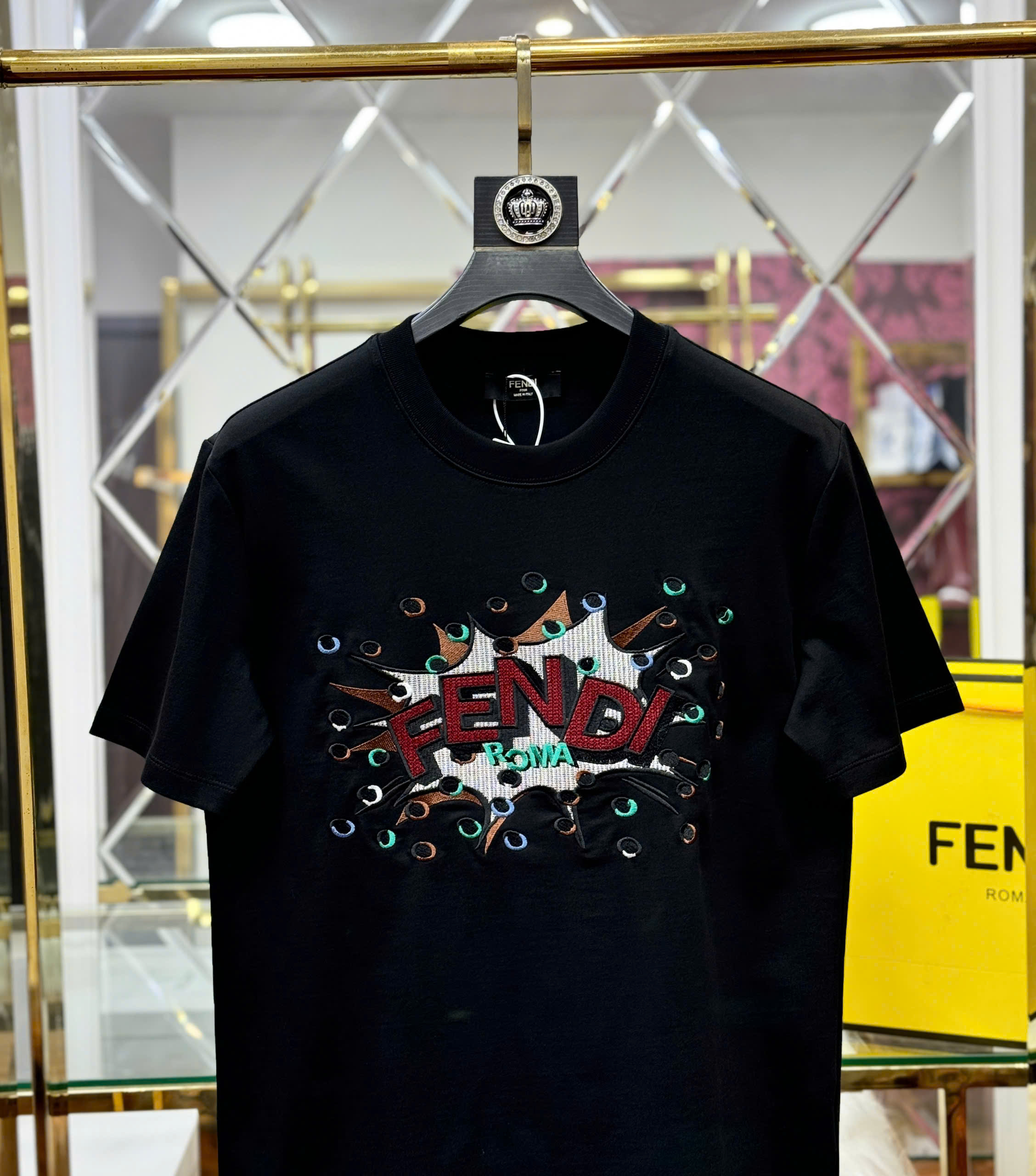 Áo phông T shirt Fendi Roma FD logo wash ngực Like Auth 44-50 CD