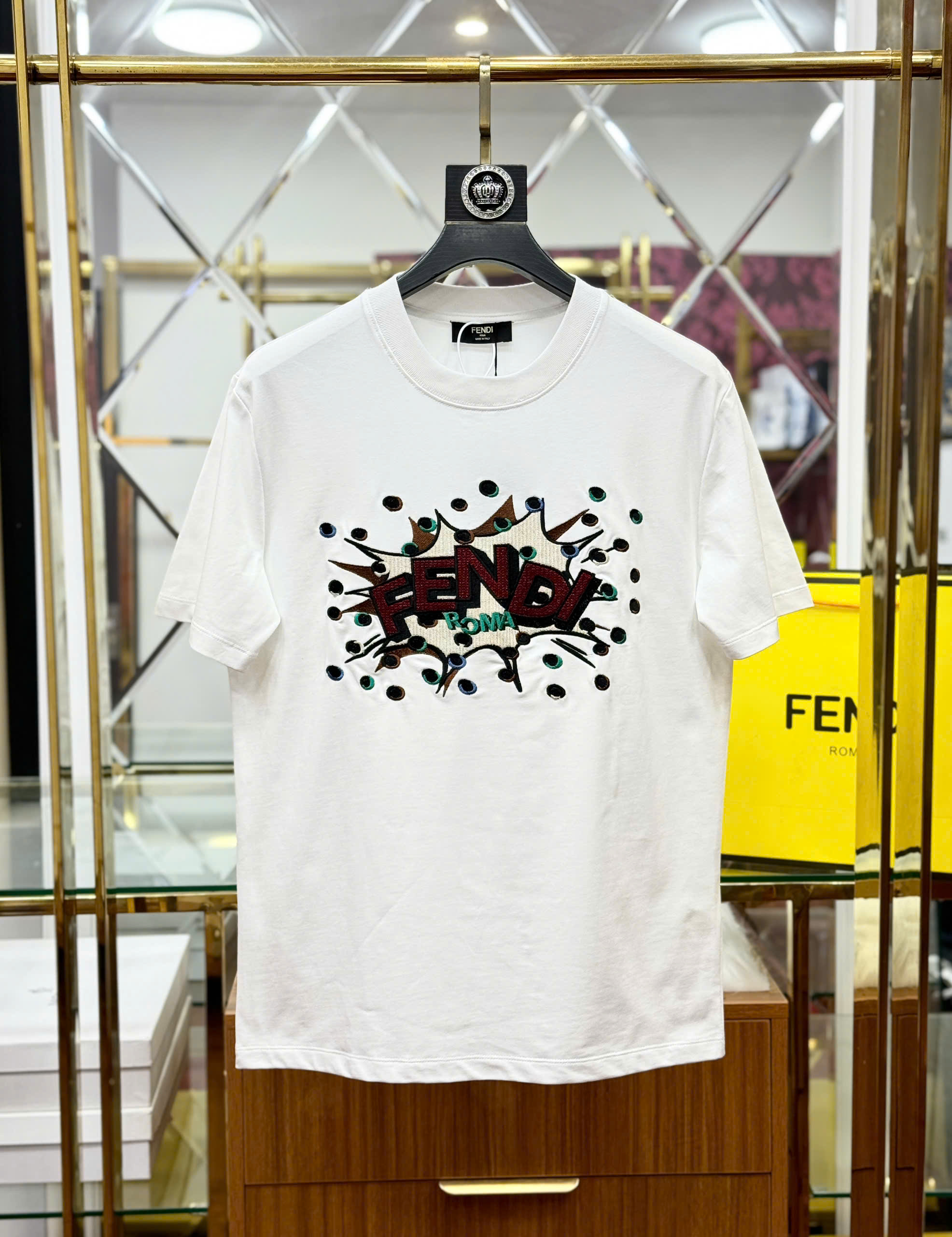 Áo phông T shirt Fendi Roma FD logo wash ngực Like Auth 44-50 CD