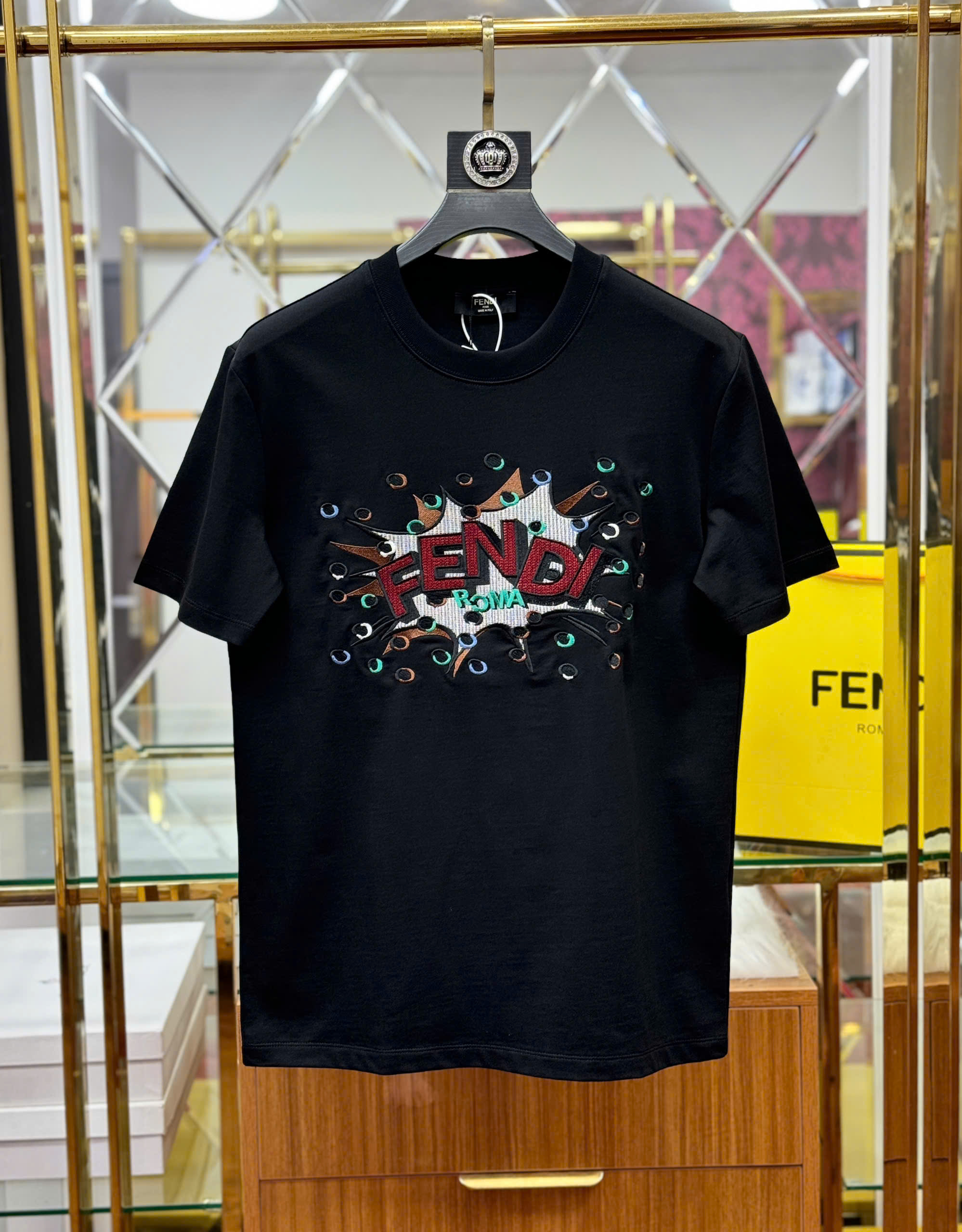 Áo phông T shirt Fendi Roma FD logo wash ngực Like Auth 44-50 CD