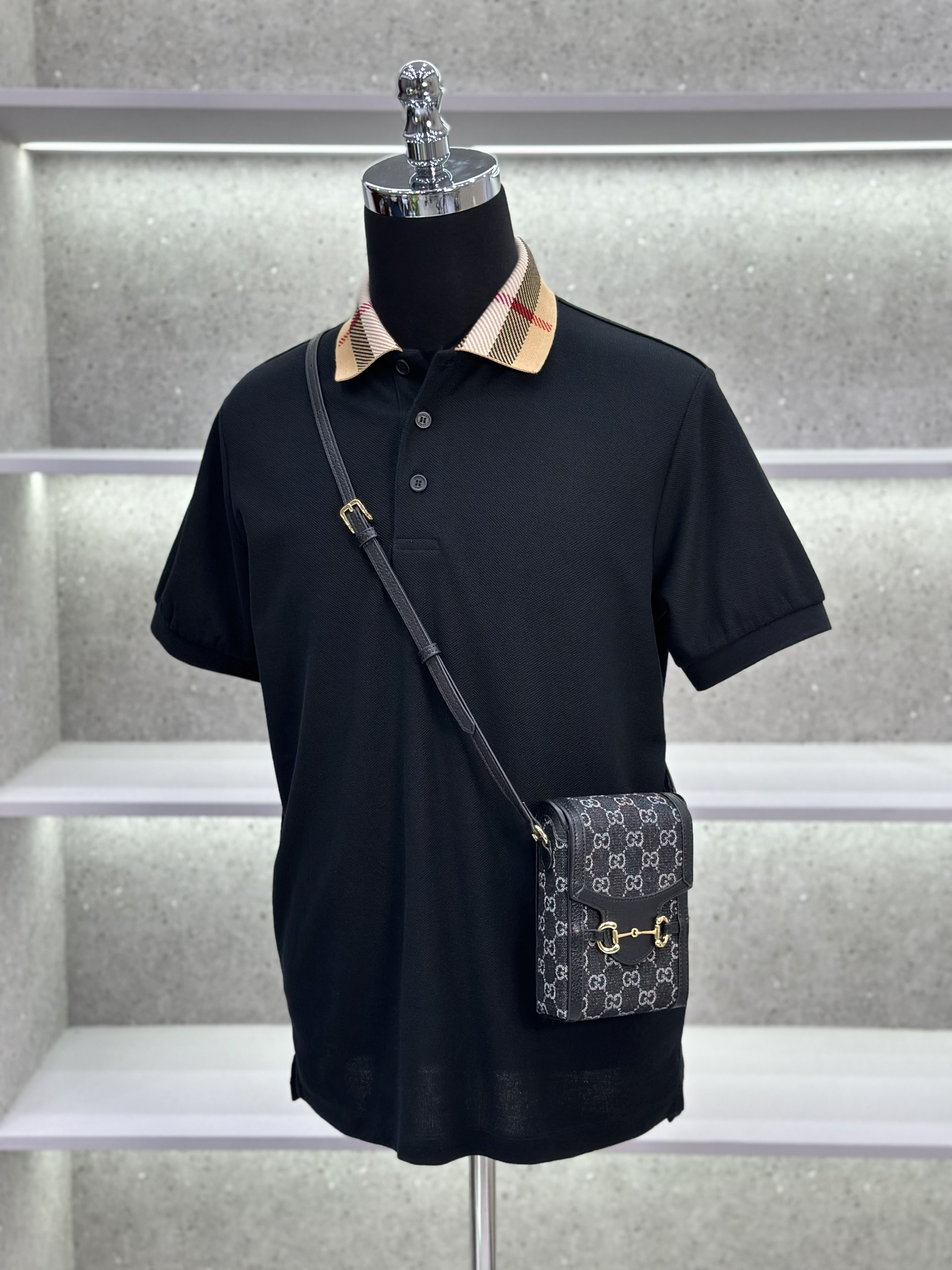 Áo polo Burberry BBR trơn phối kẻ sọc to cổ Like Auth 1-1 on web VTN