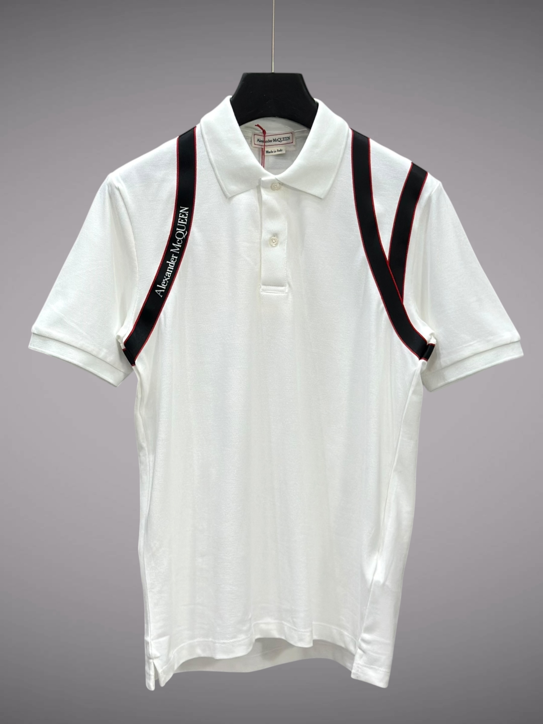 Áo polo Mcqueen MCQ Trắng phối vạt vai Like Auth S-XL VTN