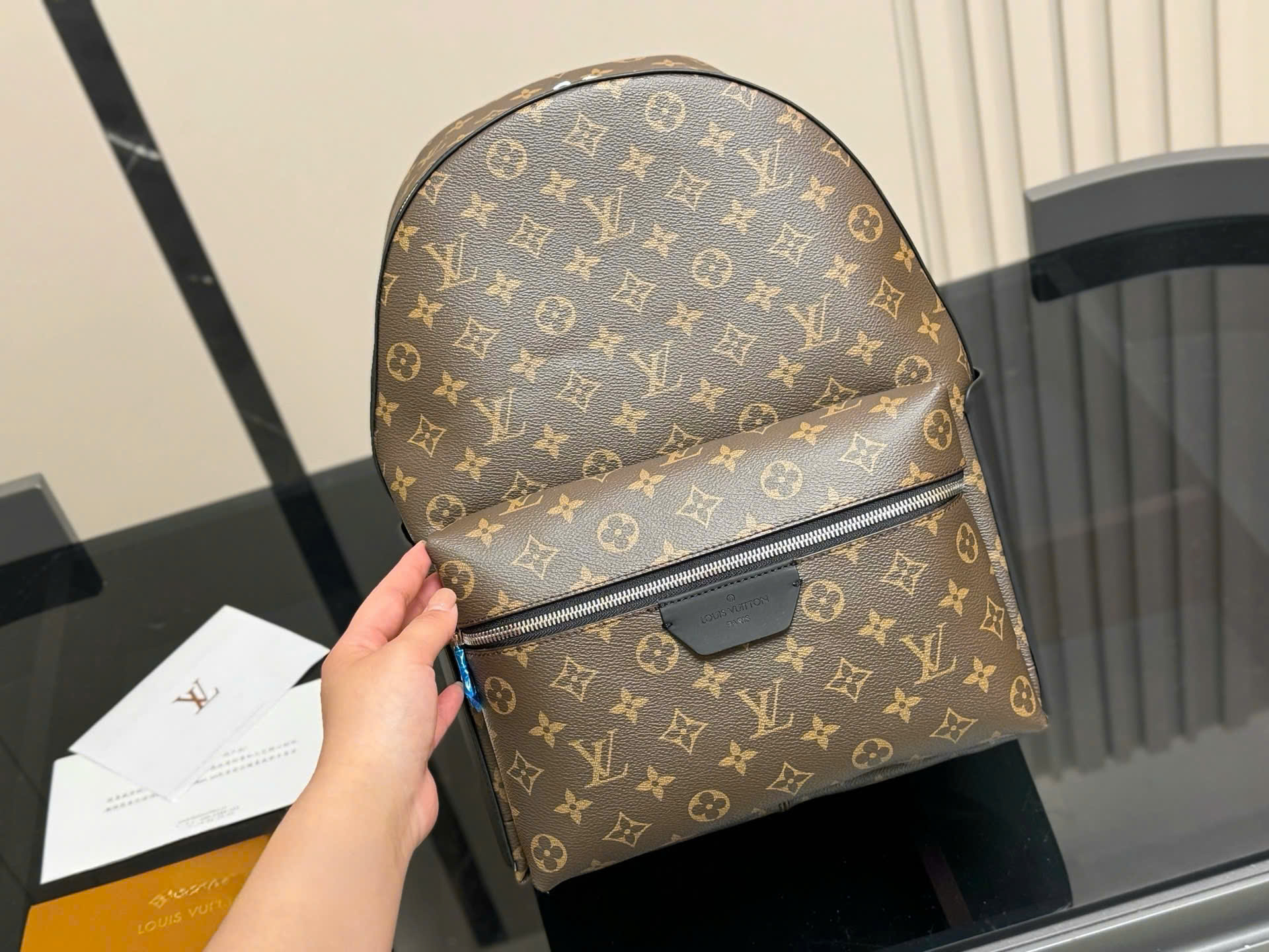 Balo Louis Vuitton LV Discovery Backpack PM Monogram Eclipse Canvas Nâu Like Auth 29x38x20 PLD