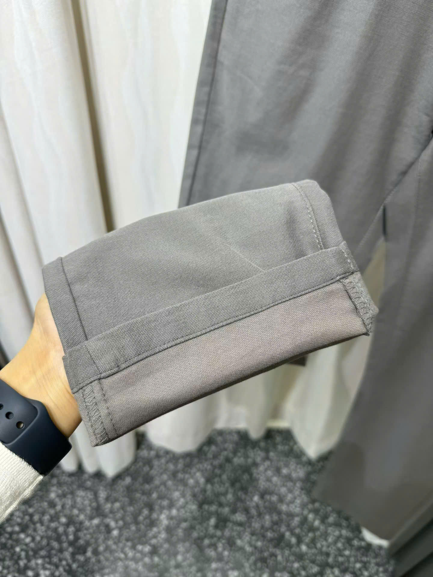 Quần kaki mềm TANYA Loro Piana Xám thêu túi tag Nâu Like Auth 30-36 DDT