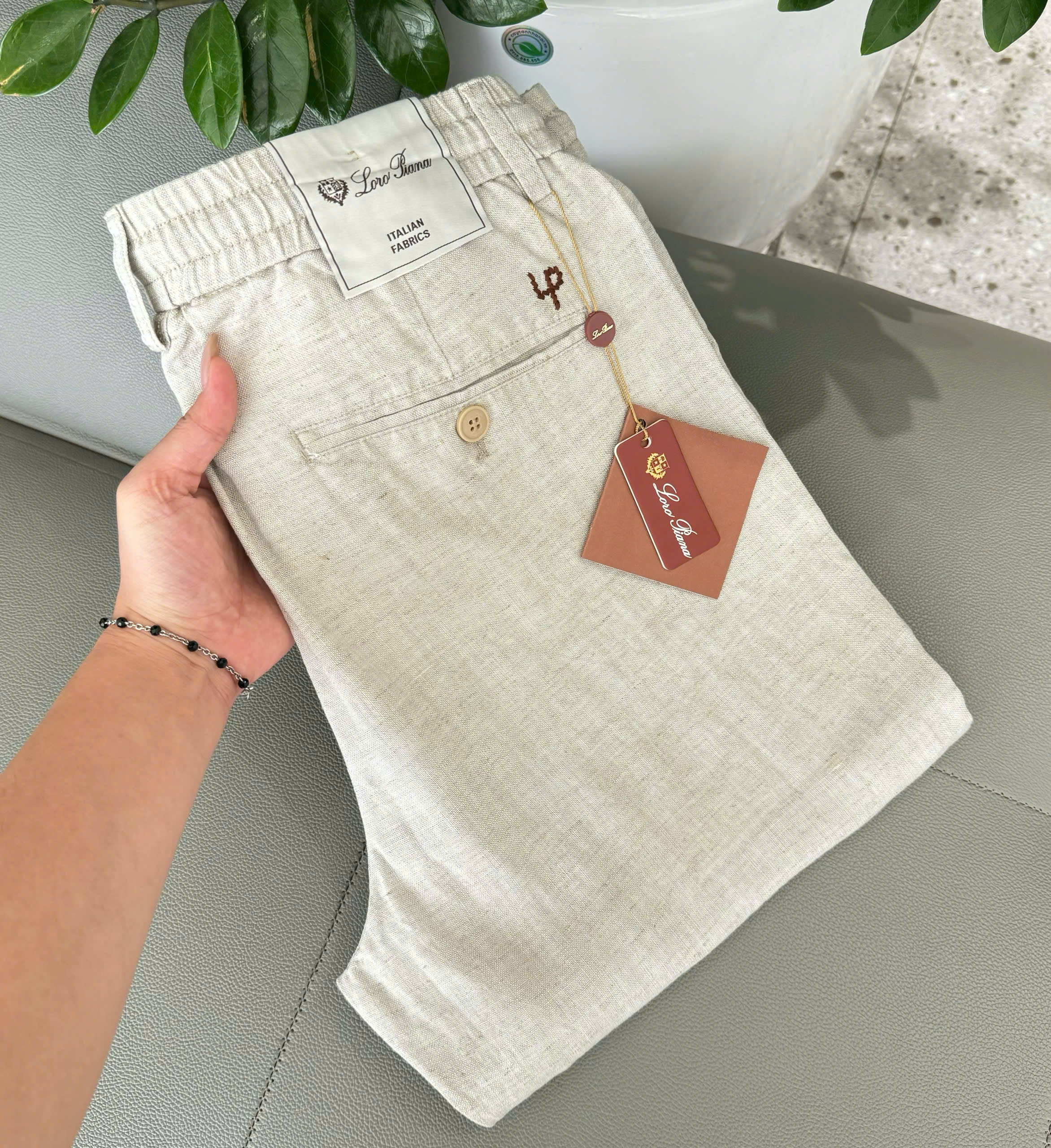 Quần đũi TANYA Loro Piana Be thêu chữ Nâu Like Auth 30-36 DDT