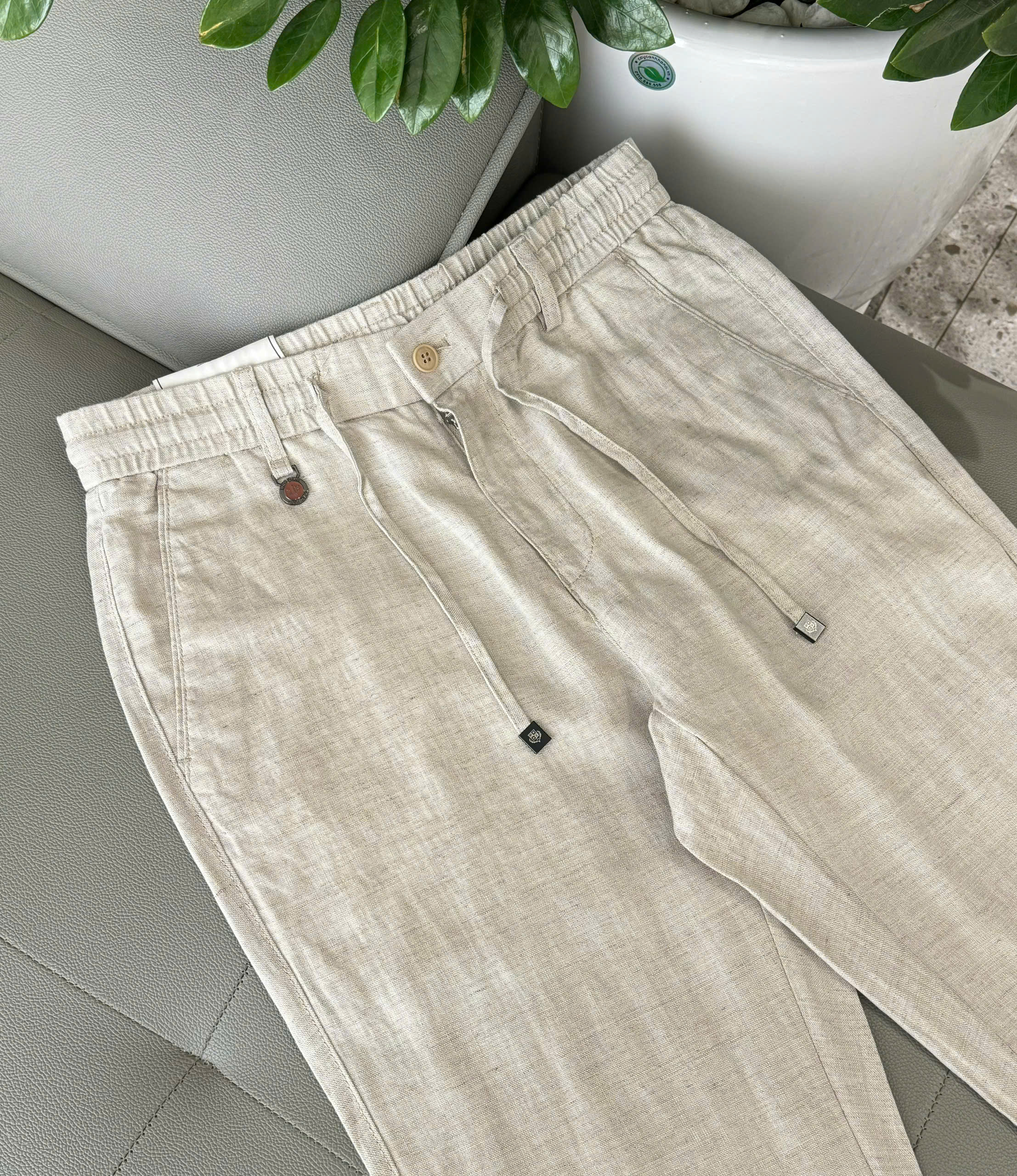 Quần đũi TANYA Loro Piana Be thêu chữ Nâu Like Auth 30-36 DDT