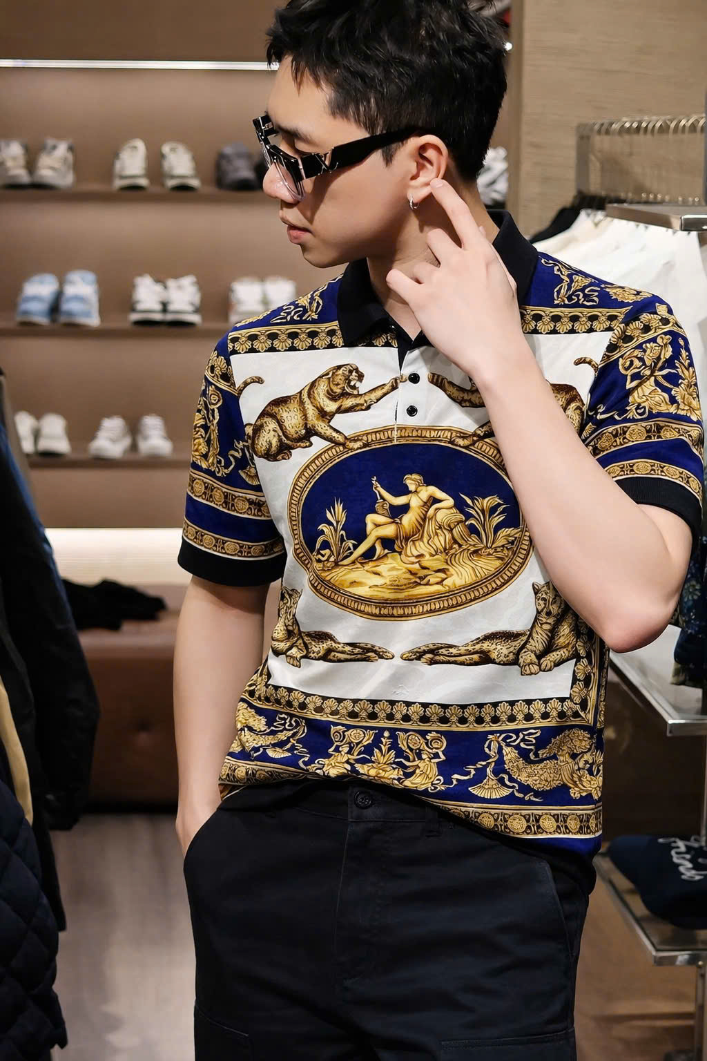 Áo polo hình Versace VS họa tiết Báo và Adam Like Auth 44-50 CD