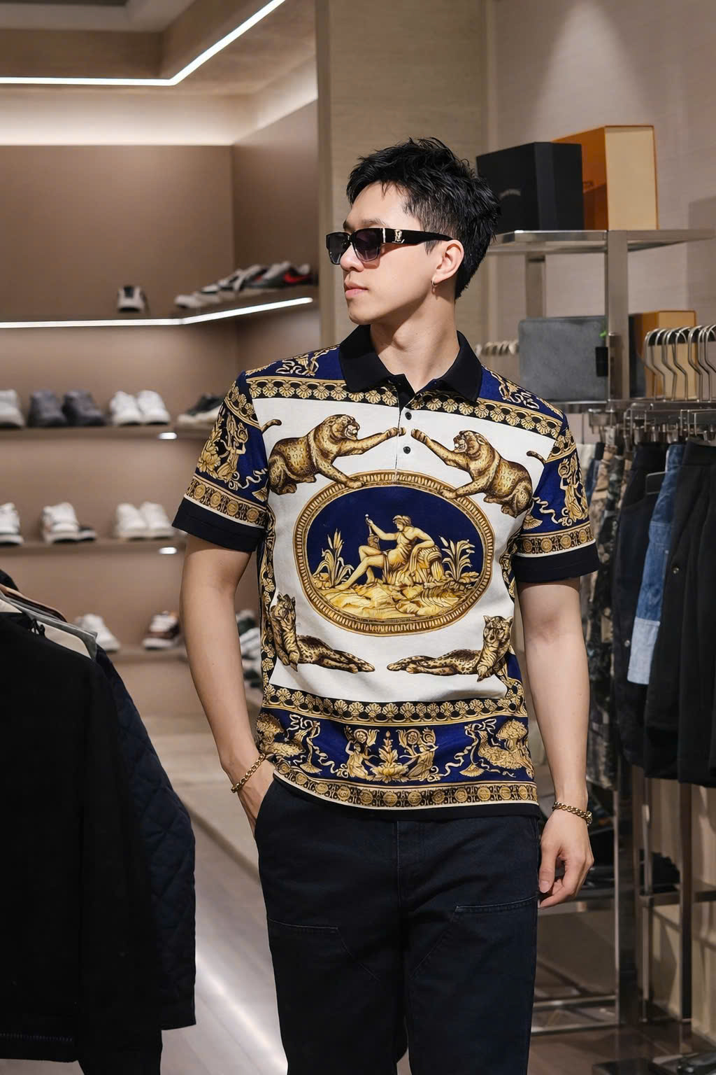 Áo polo hình Versace VS họa tiết Báo và Adam Like Auth 44-50 CD
