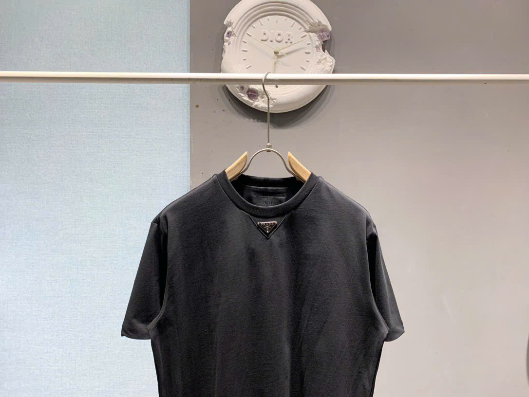 Áo phông T shirt Prada logo tam giác tag cổ Like Auth S-L DDT