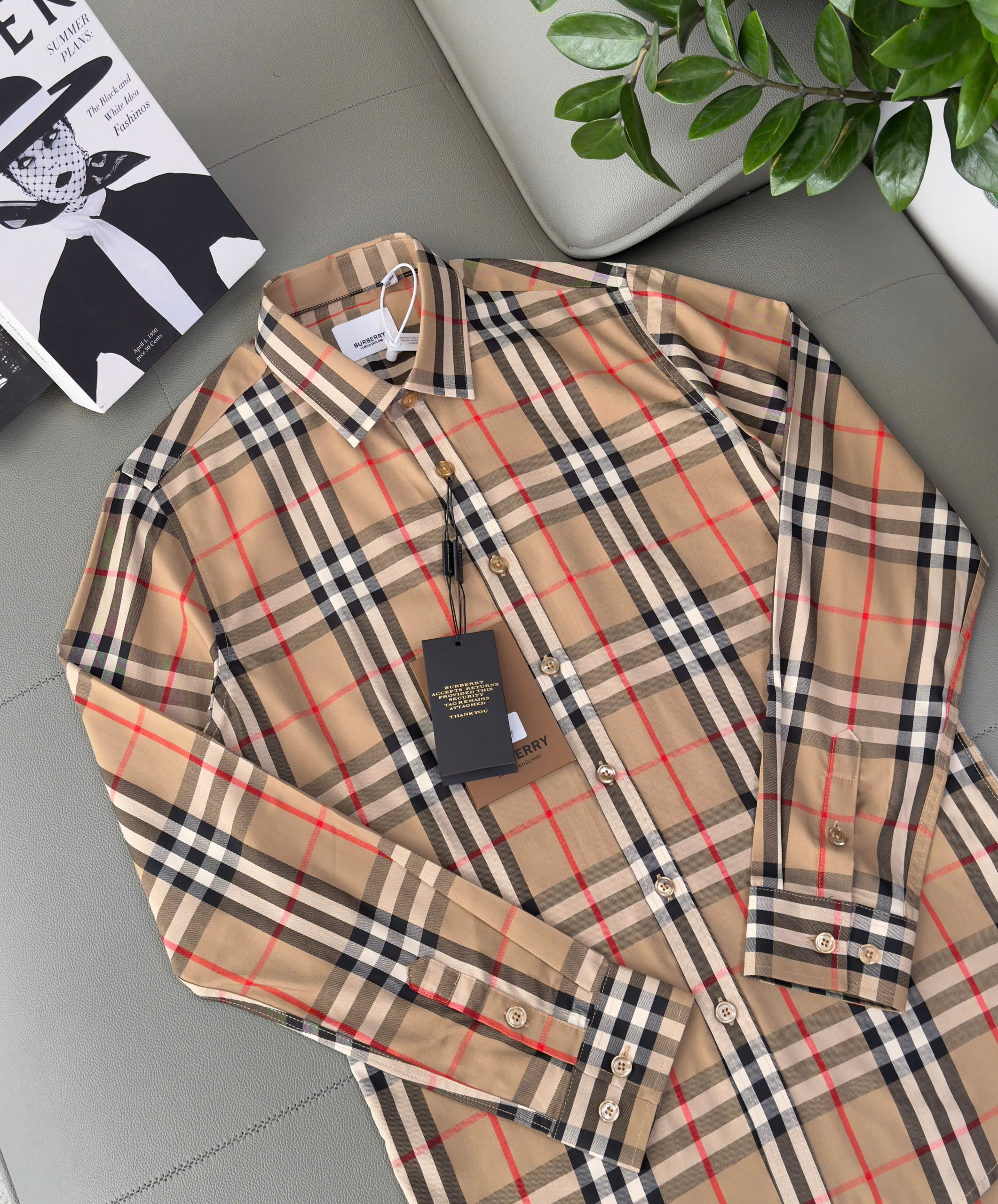 Áo sơ mi Burberry BBR dài tay Vàng kẻ sọc Like Auth S-XXL DDT