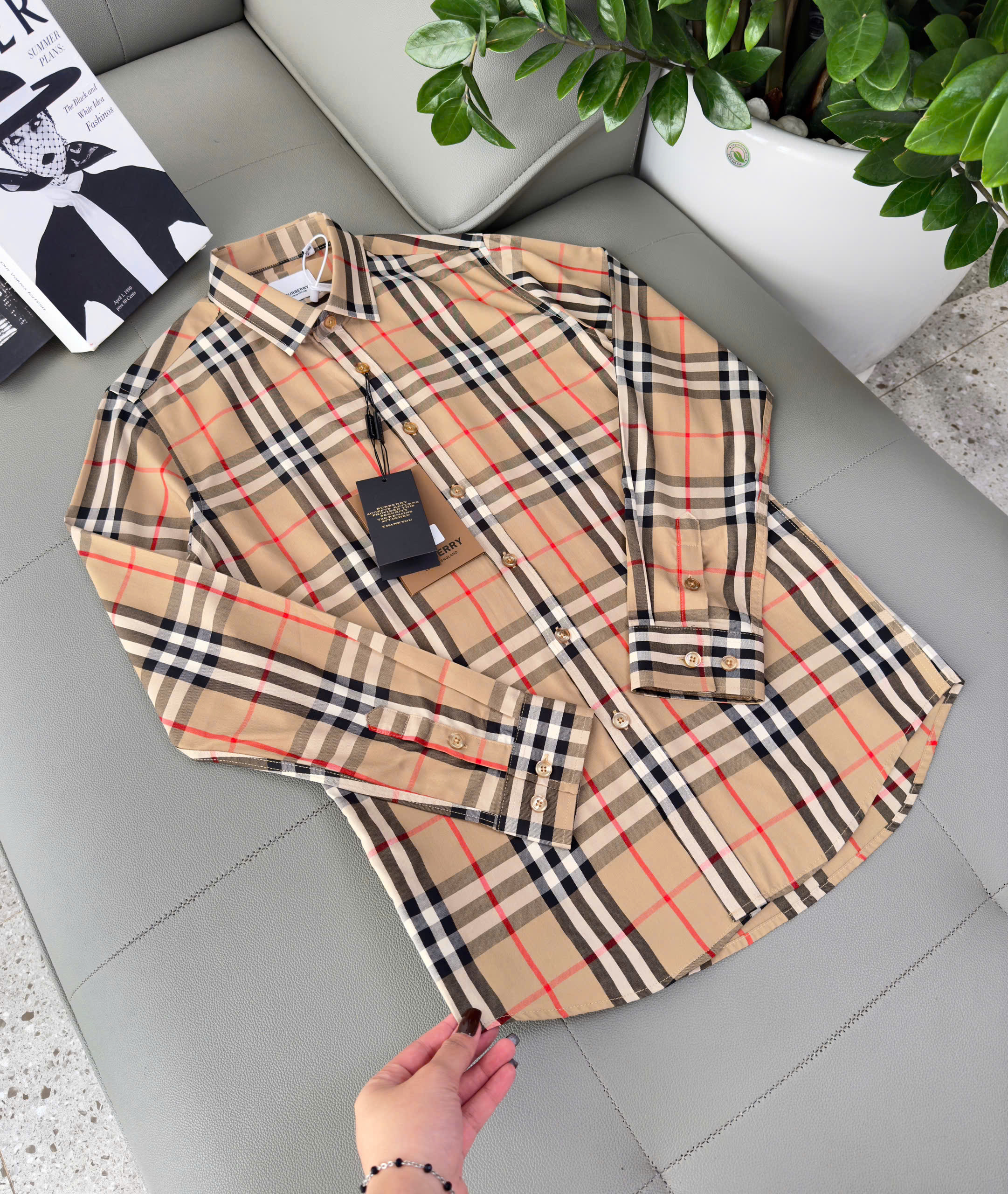 Áo sơ mi Burberry BBR dài tay Vàng kẻ sọc Like Auth S-XXL DDT