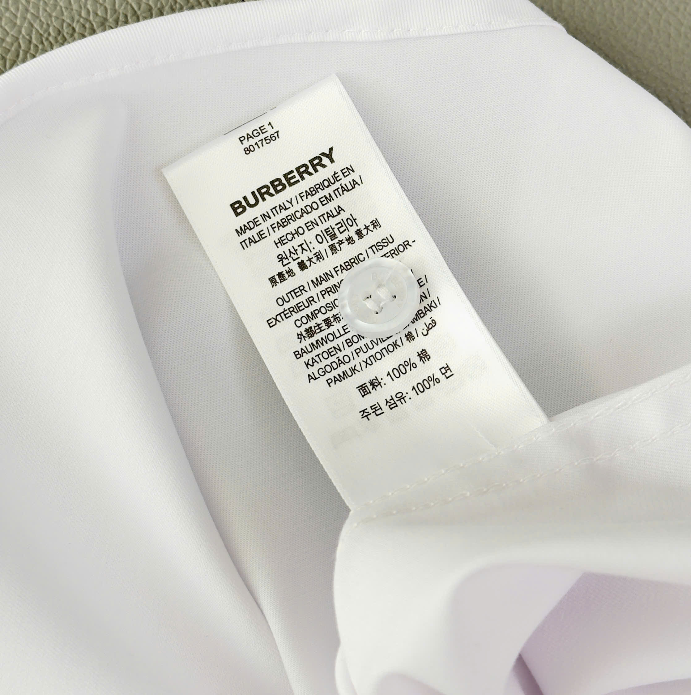 Áo sơ mi Burberry BBR dài tay Trắng logo thêu ngực TB Like Auth S-XXL DDT