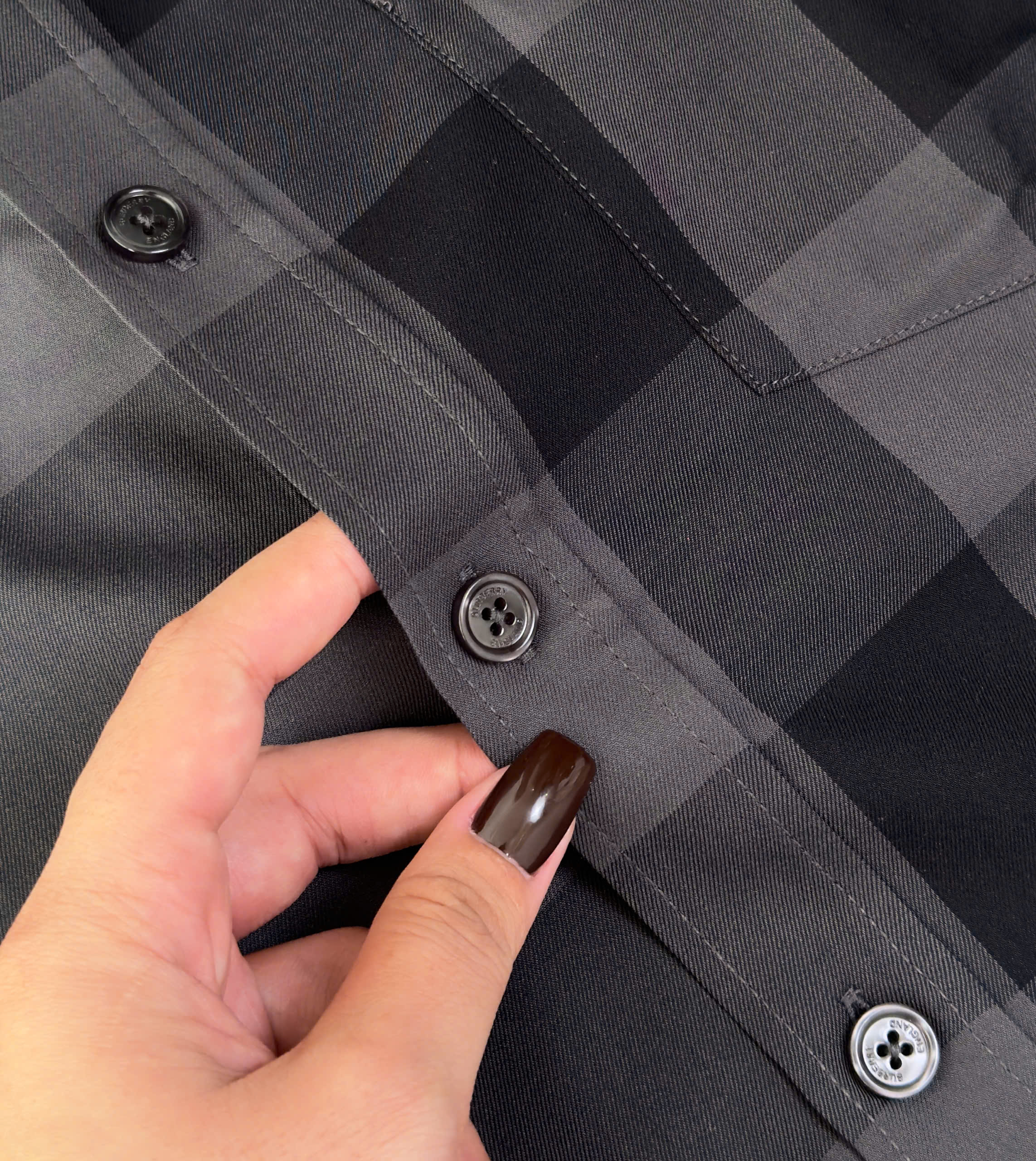 Áo sơ mi Burberry BBR dài tay kẻ sọc Đen Xám Like Auth S-XXL DDT