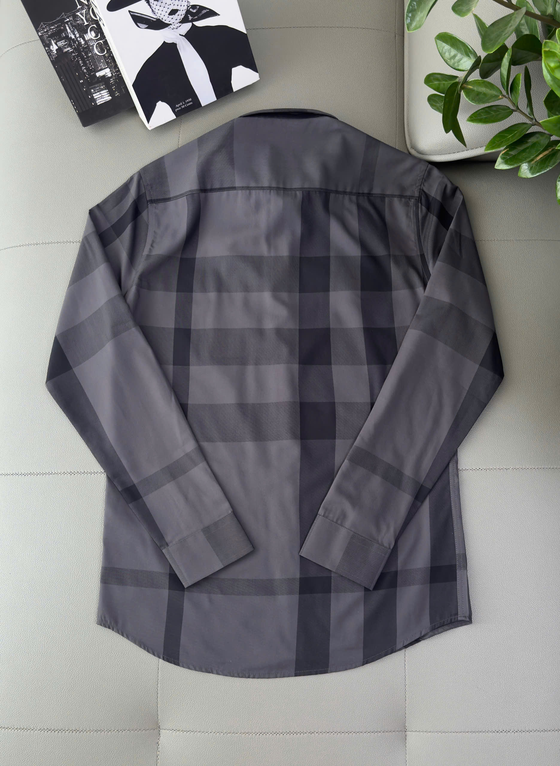 Áo sơ mi Burberry BBR dài tay kẻ sọc Đen Xám Like Auth S-XXL DDT