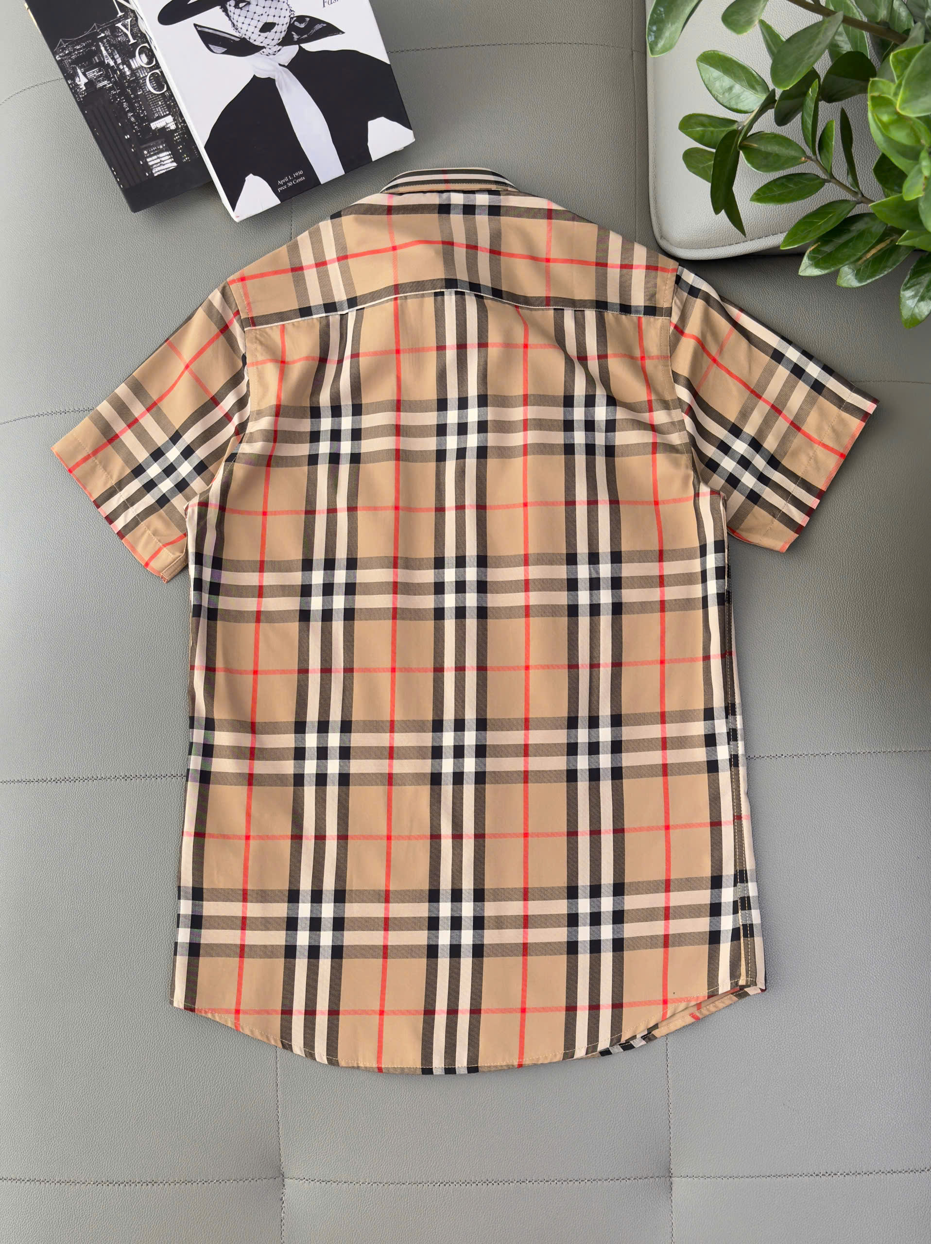 Áo sơ mi Burberry BBR cộc tay Vàng kẻ sọc Like Auth S-XXL DDT
