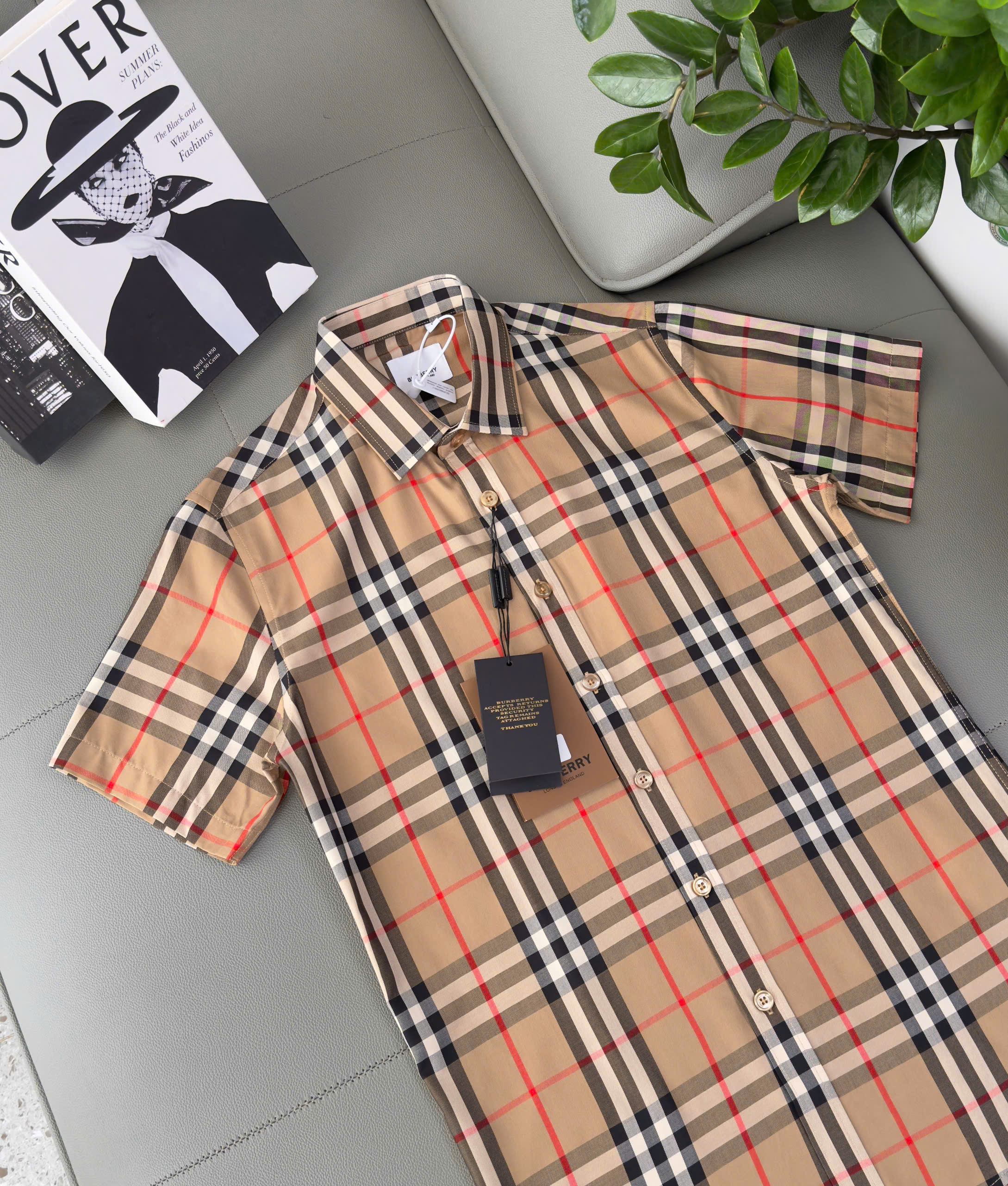 Áo sơ mi Burberry BBR cộc tay Vàng kẻ sọc Like Auth S-XXL DDT