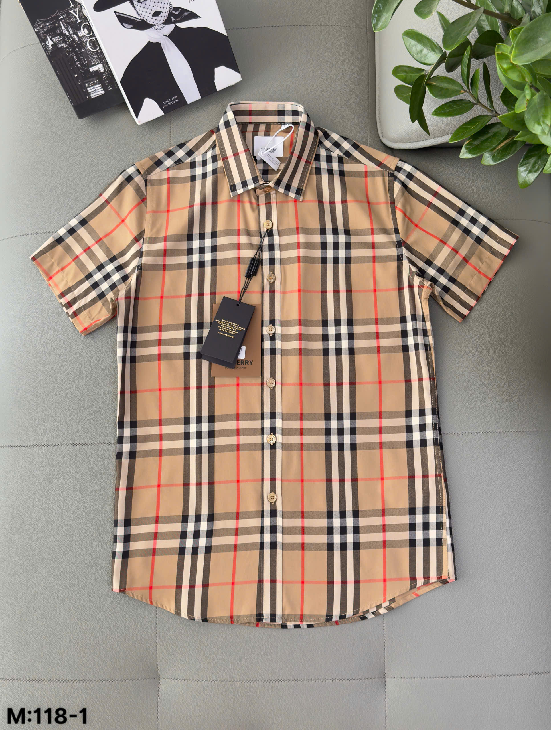Áo sơ mi Burberry BBR cộc tay Vàng kẻ sọc Like Auth S-XXL DDT
