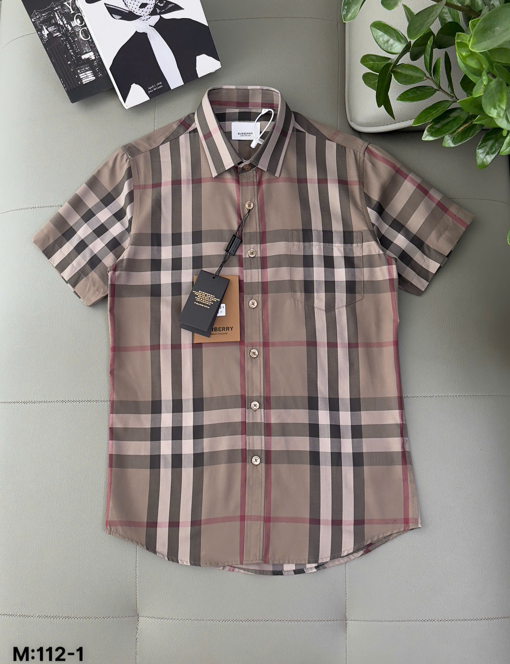 Áo sơ mi Burberry BBR cộc tay Rêu kẻ sọc Like Auth S-XXL DDT