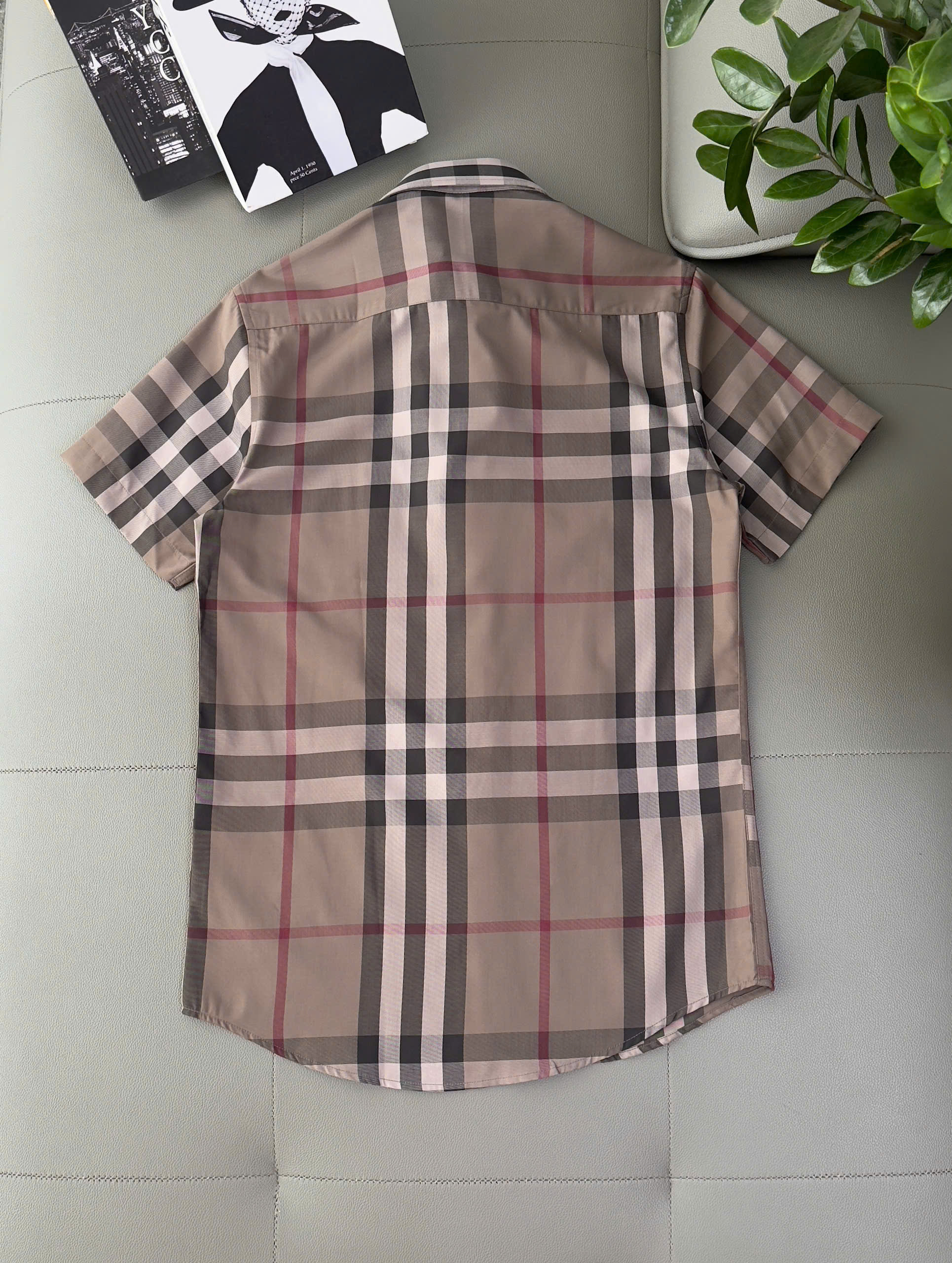 Áo sơ mi Burberry BBR cộc tay Rêu kẻ sọc Like Auth S-XXL DDT