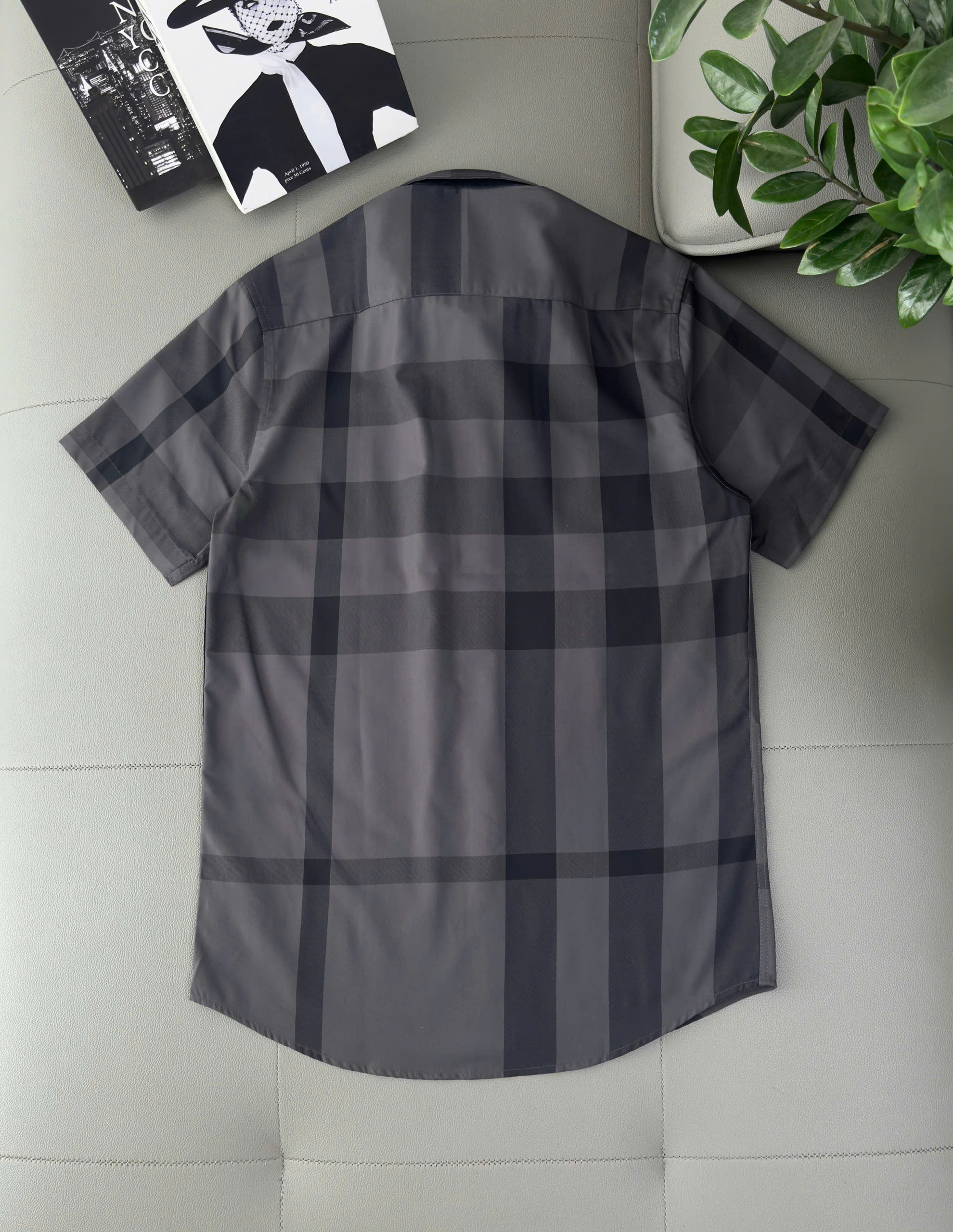 Áo sơ mi Burberry BBR cộc tay kẻ sọc Đen Xám Like Auth S-XXL DDT