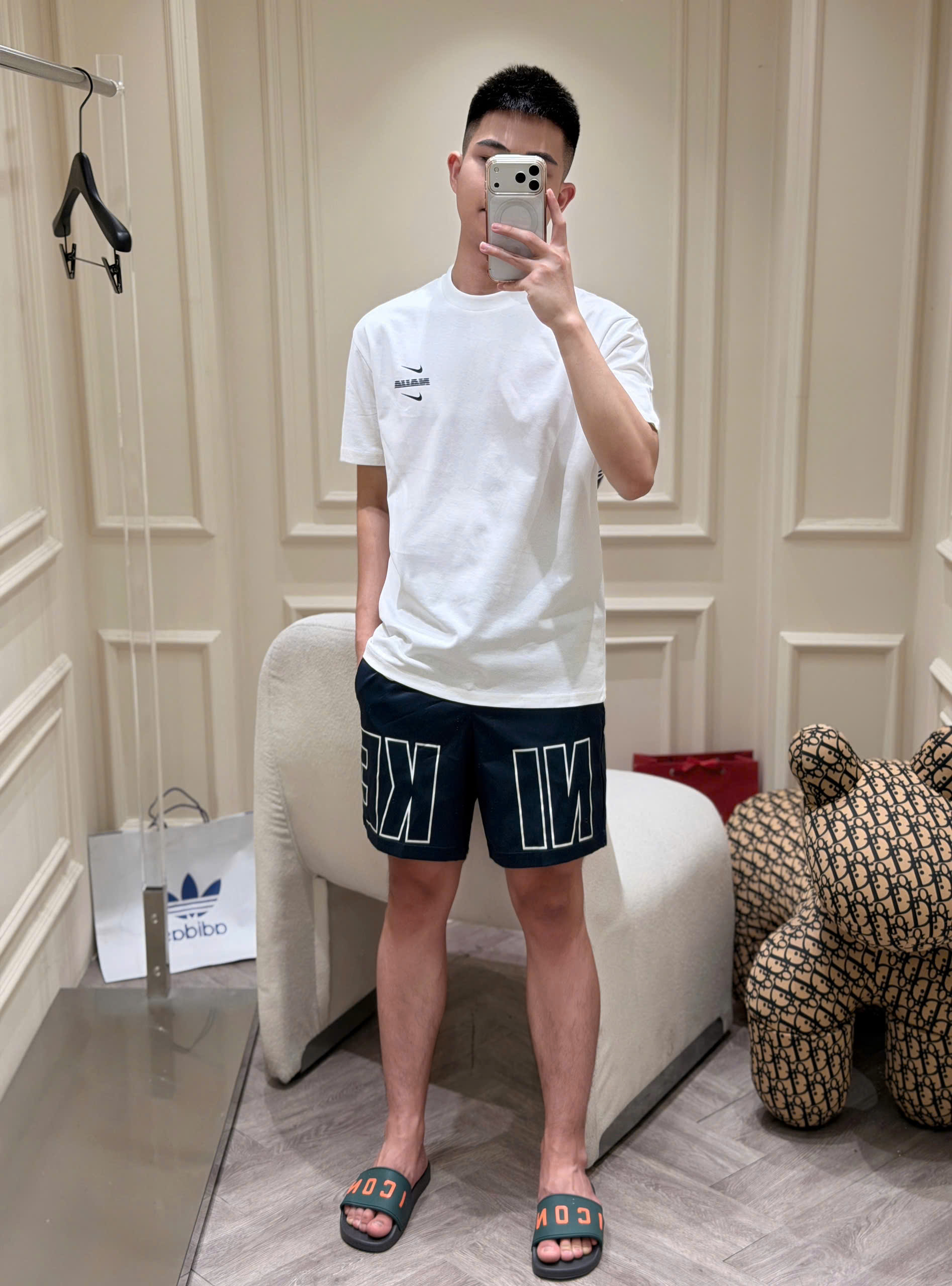 Set bộ thể thao hè Nike logo thêu ngực hình tròn sau lưng Like Auth S-XL NV