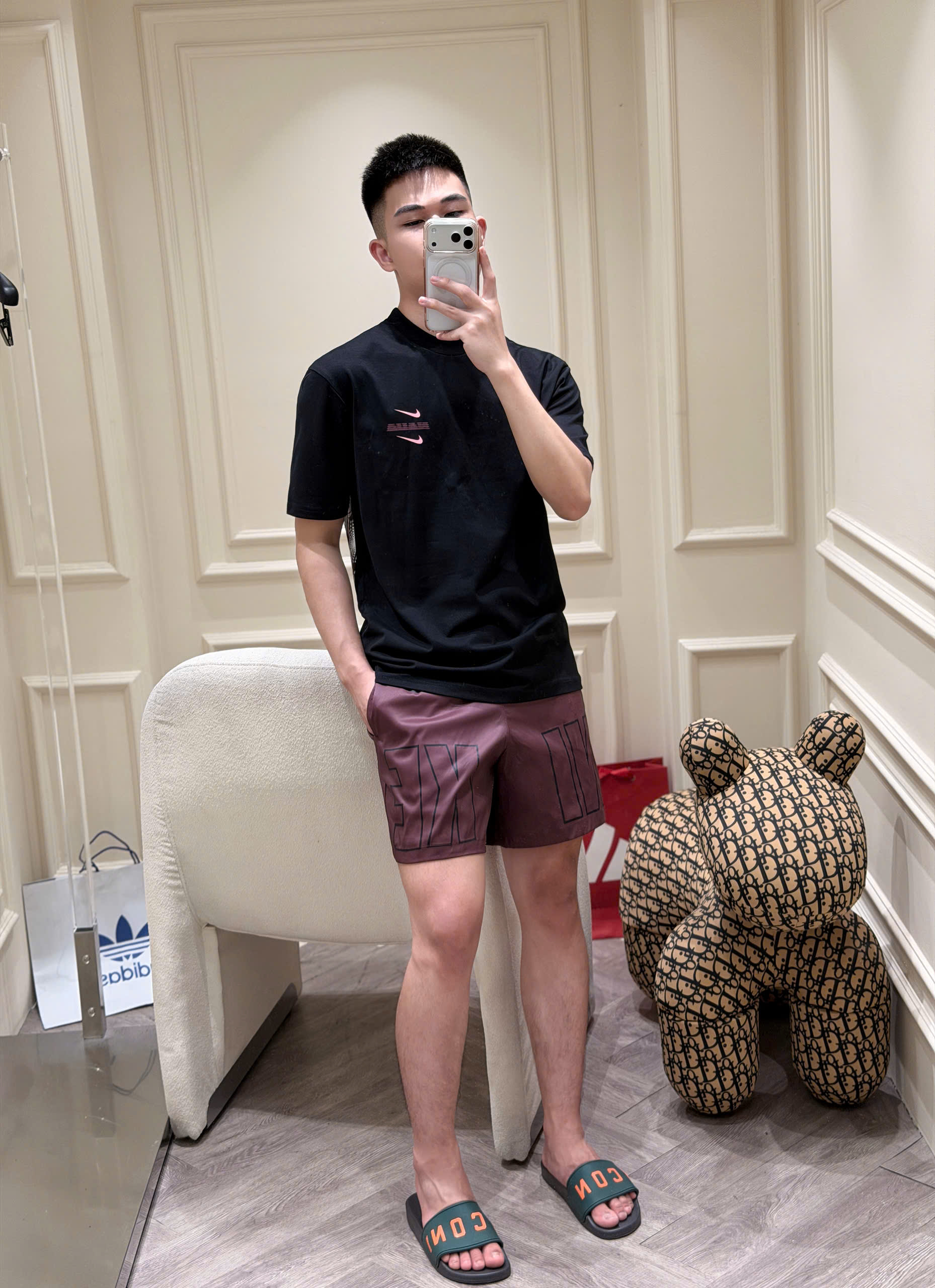 Set bộ thể thao hè Nike logo thêu ngực hình tròn sau lưng Like Auth S-XL NV