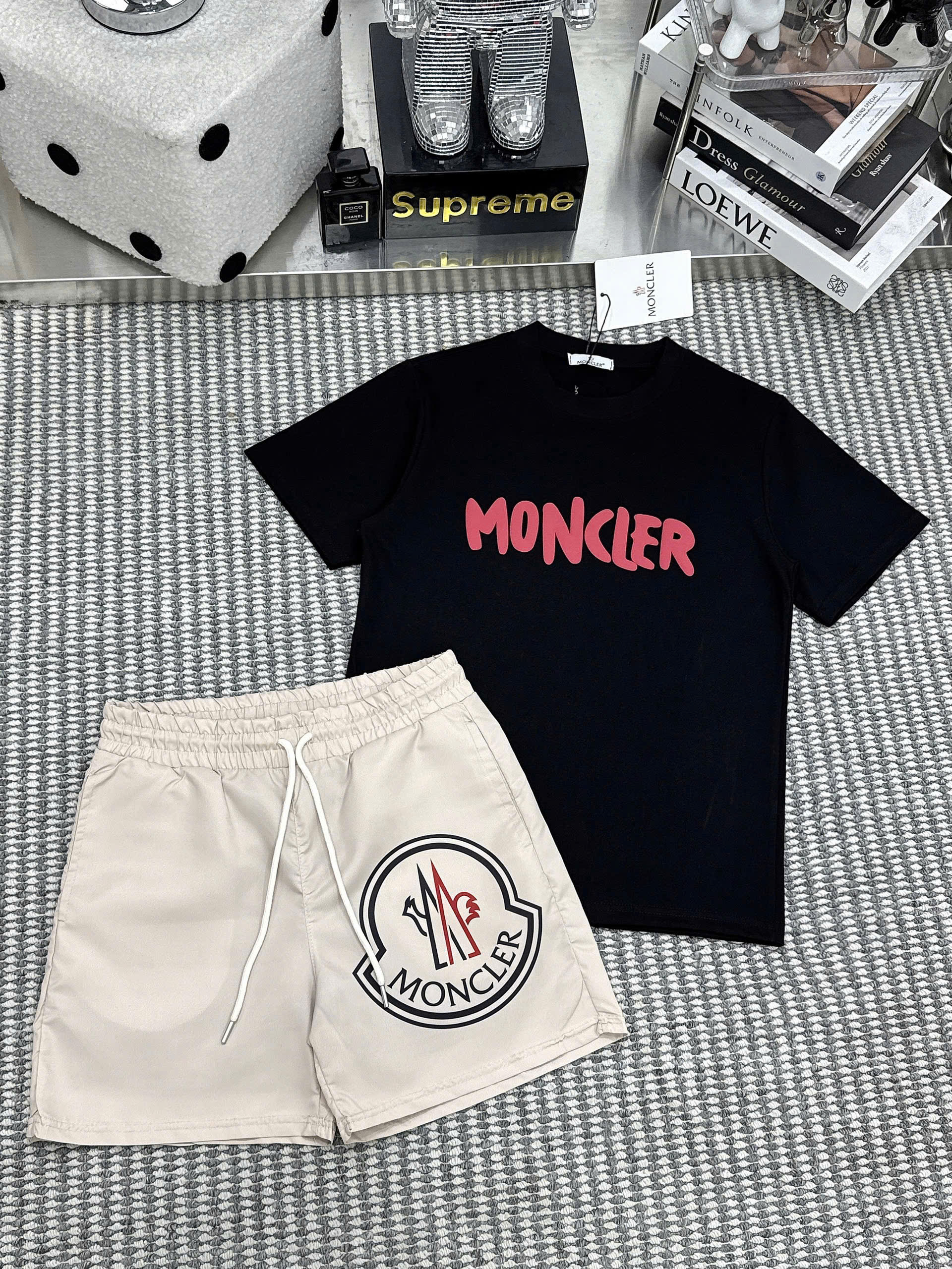 Set bộ thể thao hè Moncler logo trước sau Like Auth S-XL NV