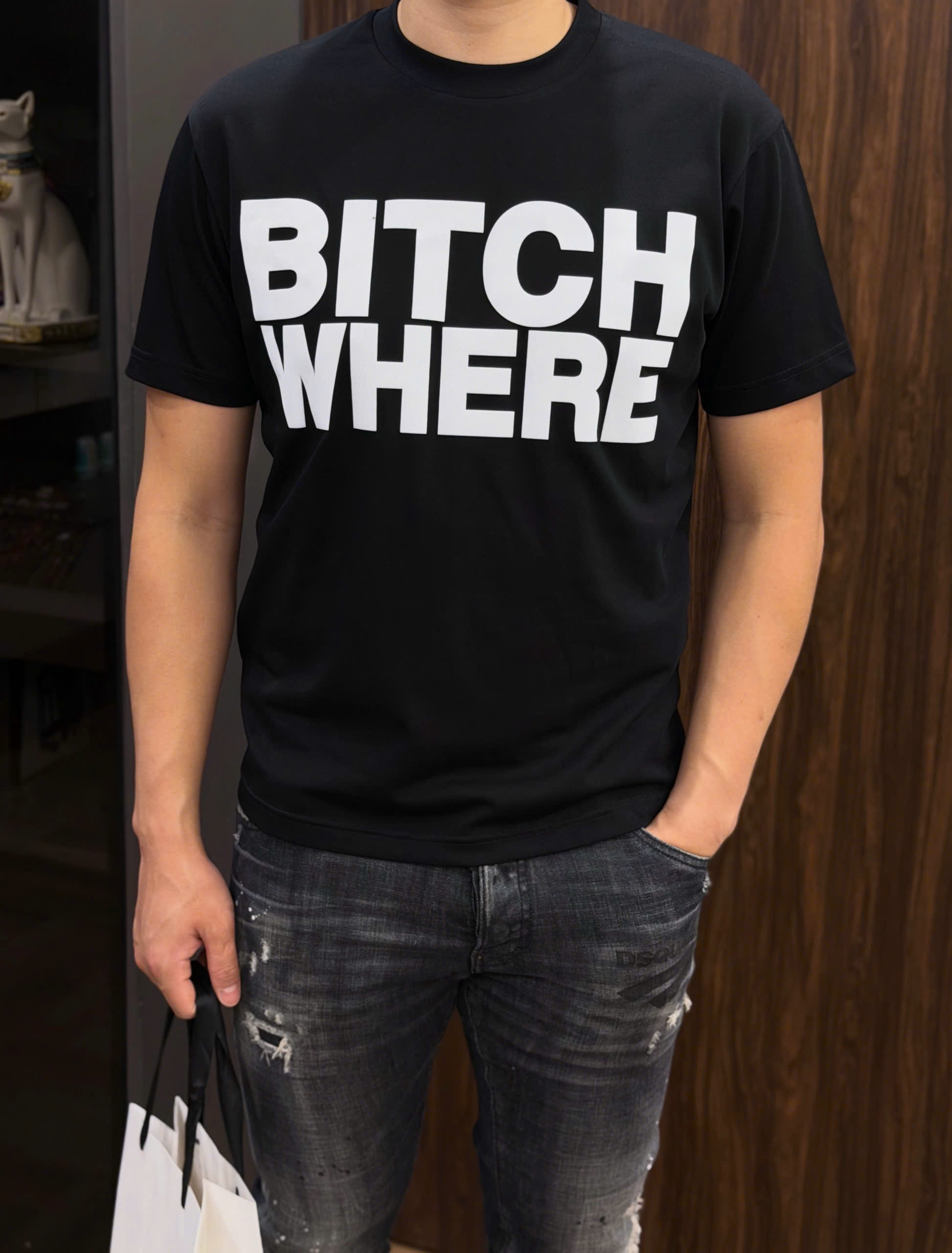 Áo phông T shirt Dsquared2 DSQ Bitch Where Like Auth XS-L NV