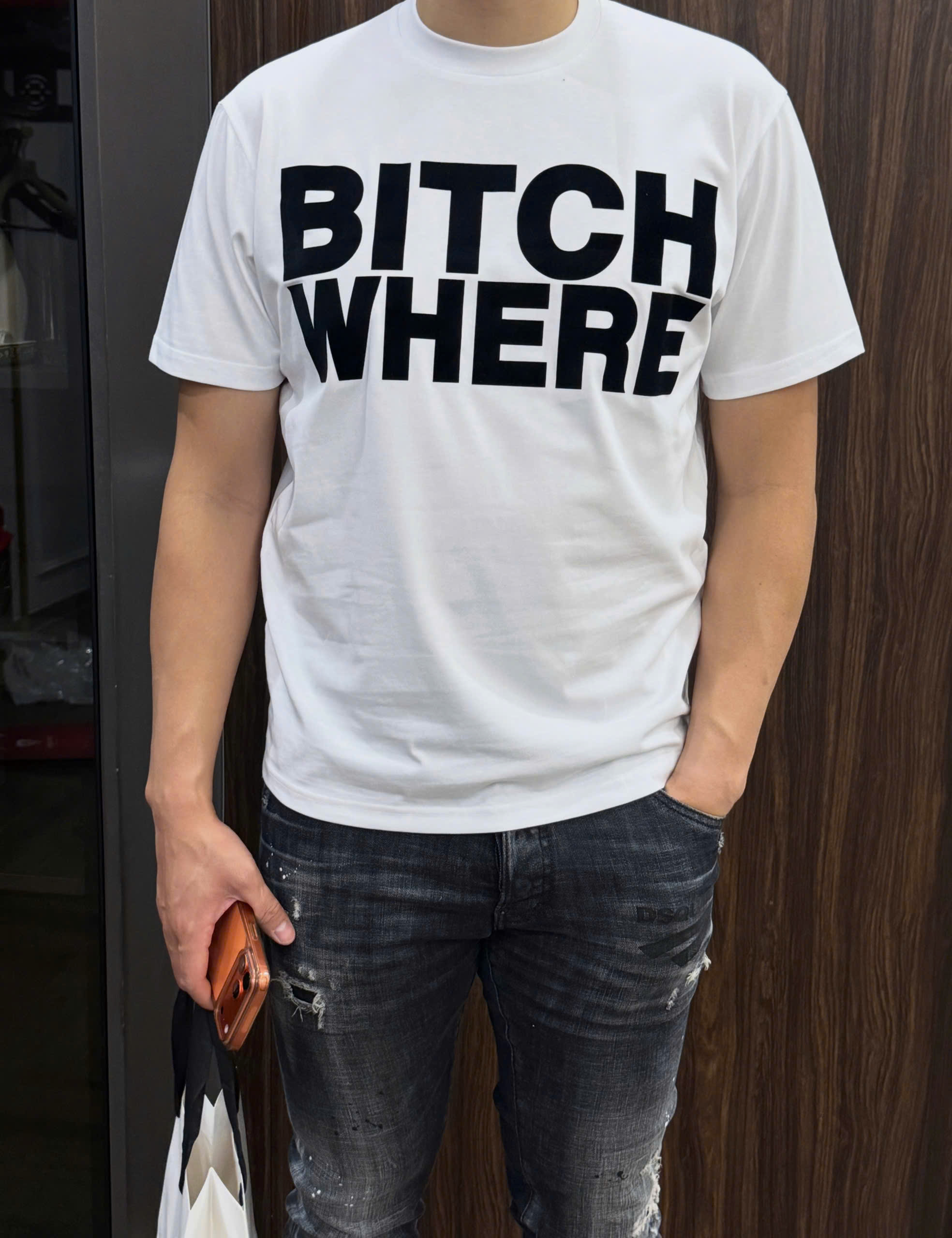 Áo phông T shirt Dsquared2 DSQ Bitch Where Like Auth XS-L NV