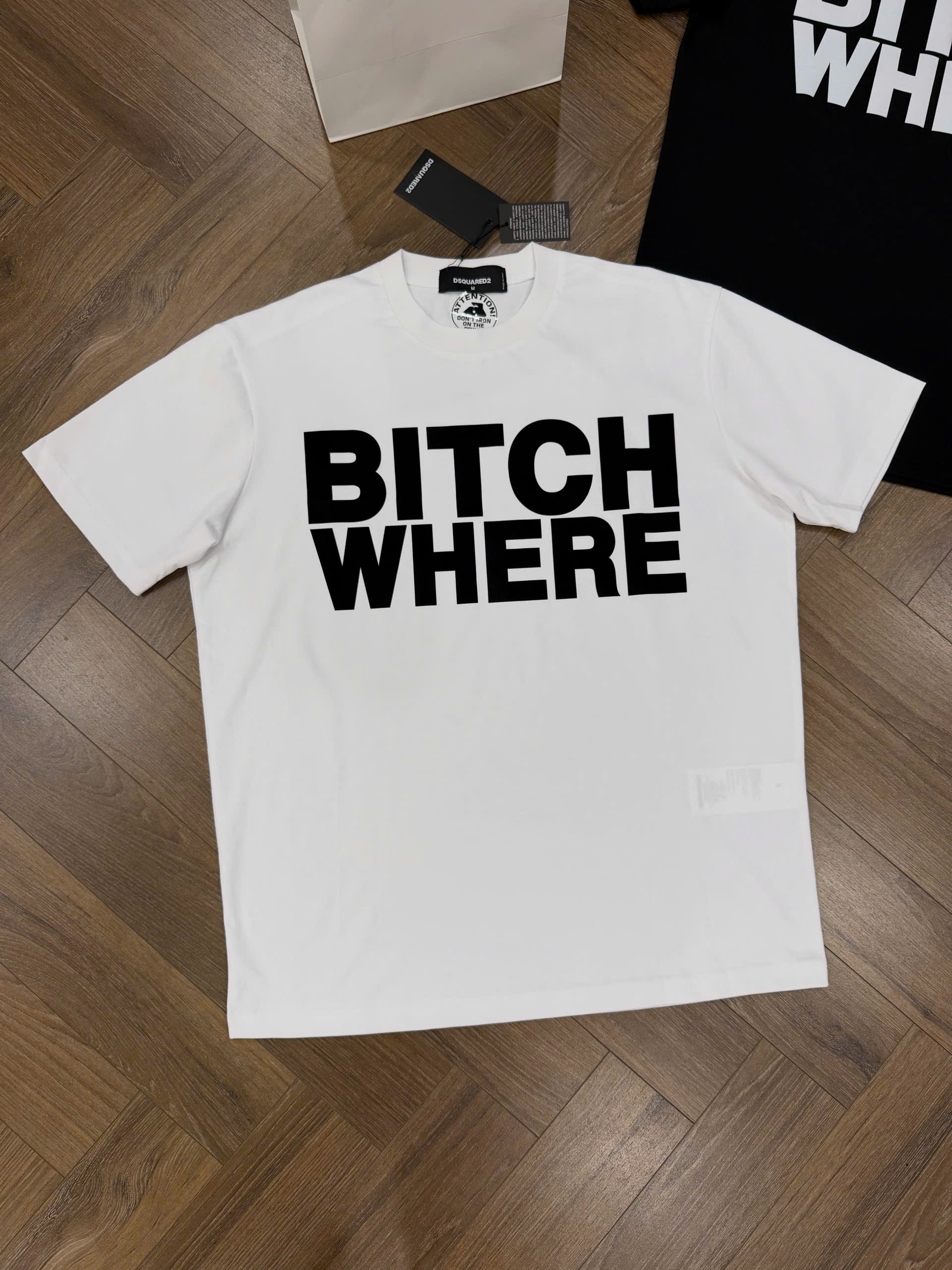 Áo phông T shirt Dsquared2 DSQ Bitch Where Like Auth XS-L NV